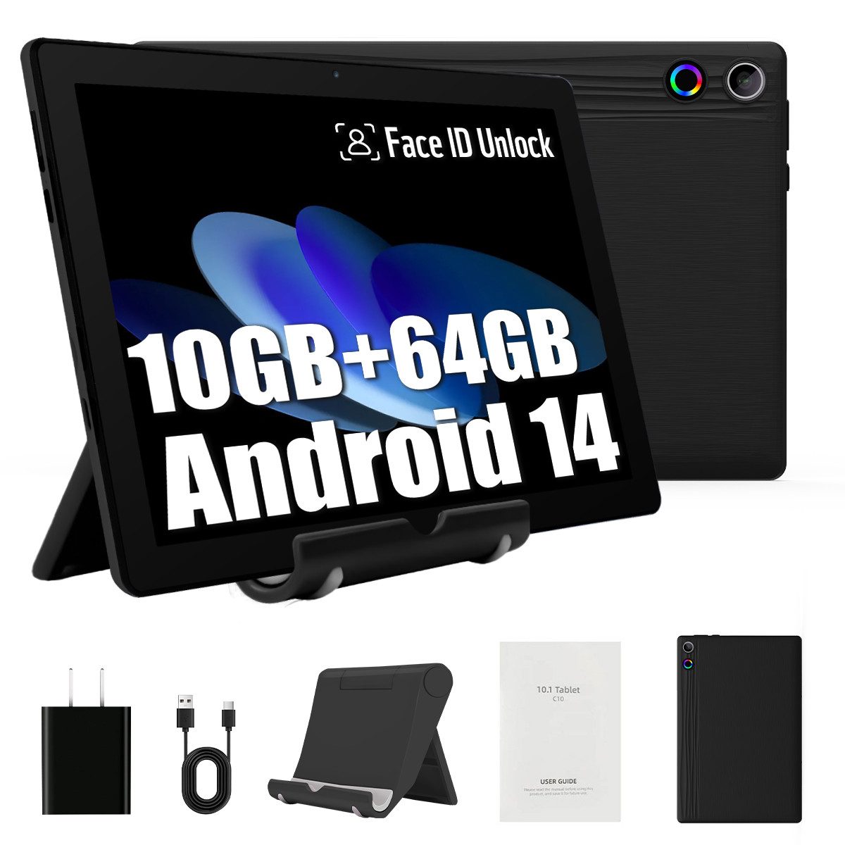 Happybe 10 Zoll Octa-Core 10GB RAM+64GB, 1280x800 HD IPS, Widevine L1, WiFi 6 Tablet (10", 64 GB, Android, 5G WiFi, Octa-Core, 10GB RAM+64GB Erweiterbar auf 1 TB, Dual-Kamera)