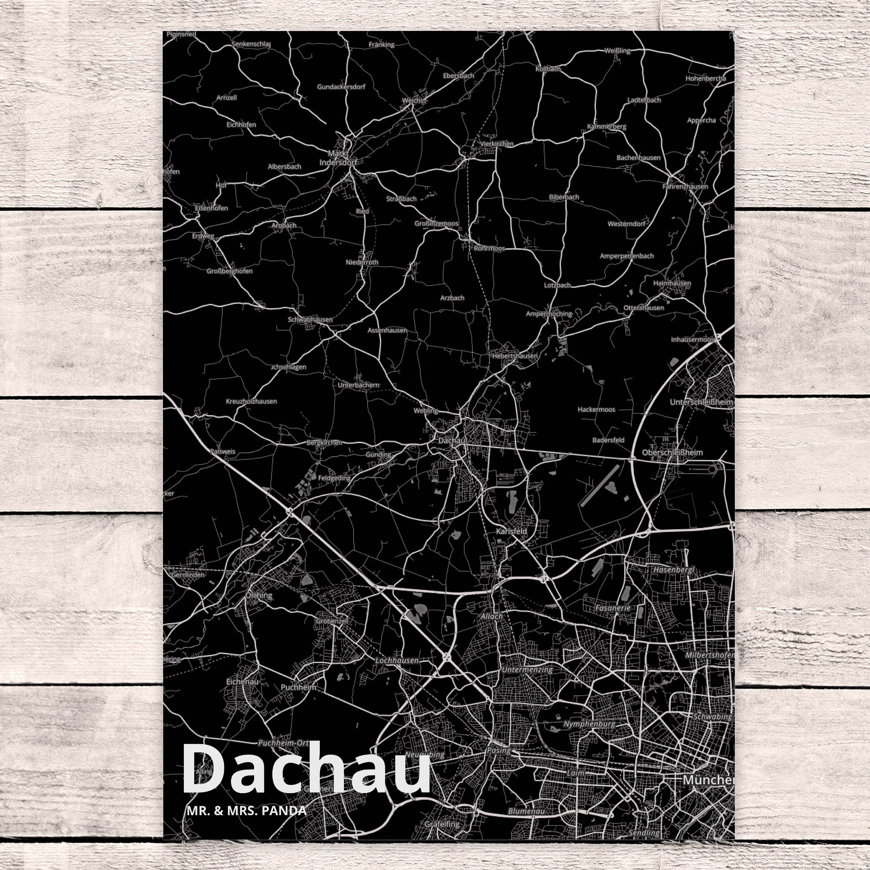 Stadt, - Einladungskarte, Postkarte Dorf, Städte, Mr. Geschenk, Panda Mrs. A Grußkarte, Dachau &