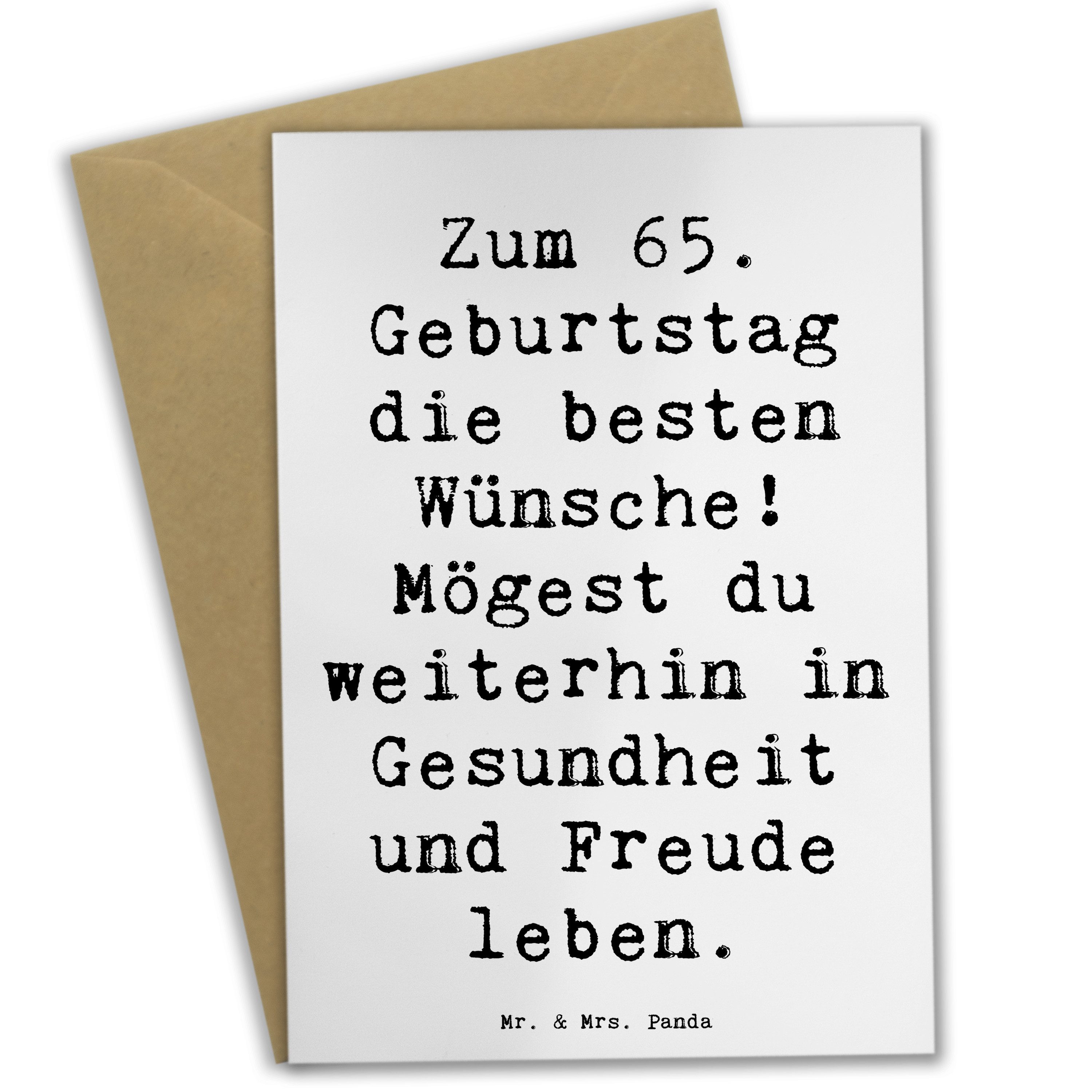 Grußkarte Spruch 65. Geburtstag Glückwünsche - Weiß - Geschenk, besten Wünsche