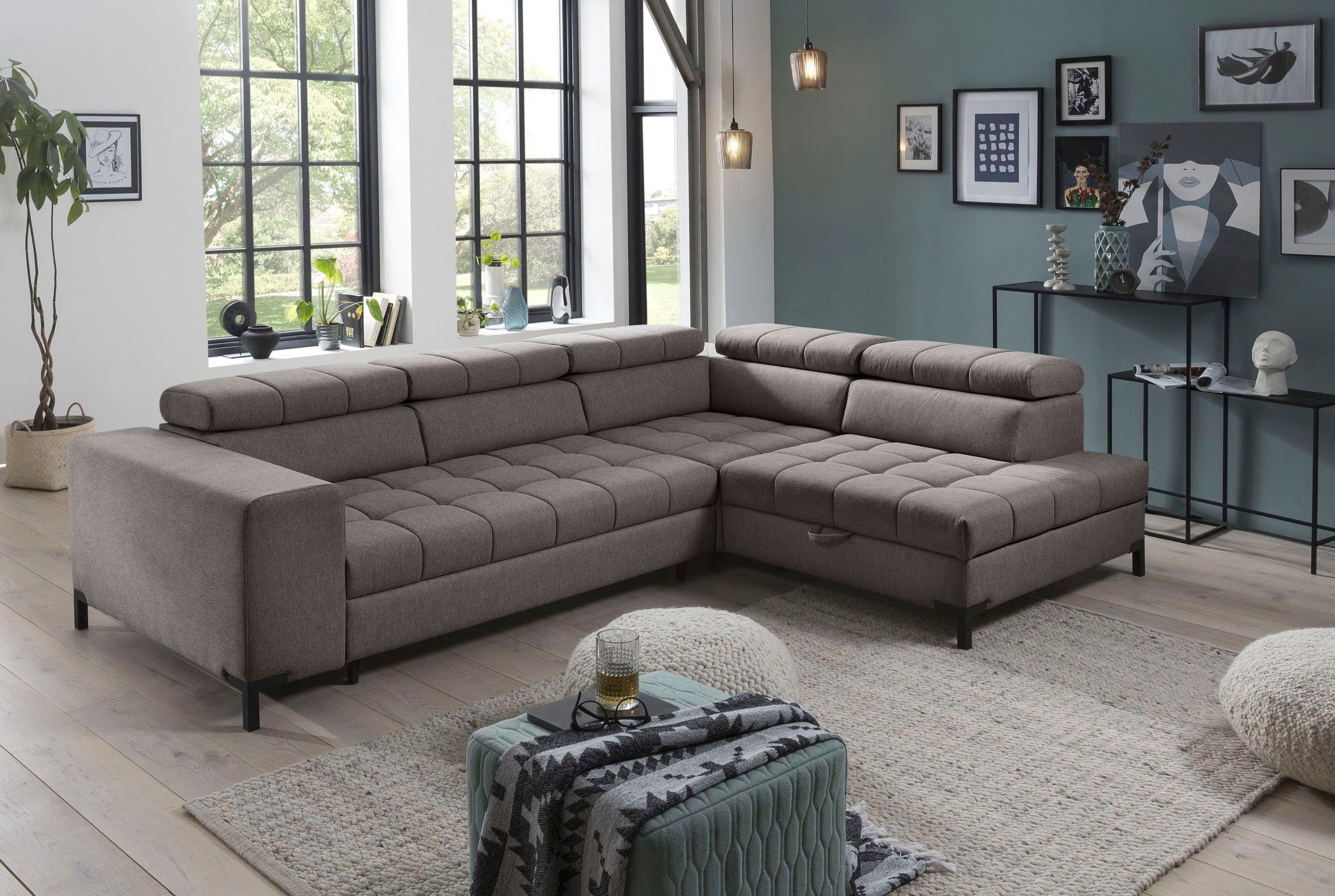 exxpo - sofa fashion Ecksofa Bocco, hochwertige Verarbeitung, toller Sitzkomfort, bequem, L-Form, mit Bettfunktion & Bettkasten, Luxus-Microfaser +Simply Clean!