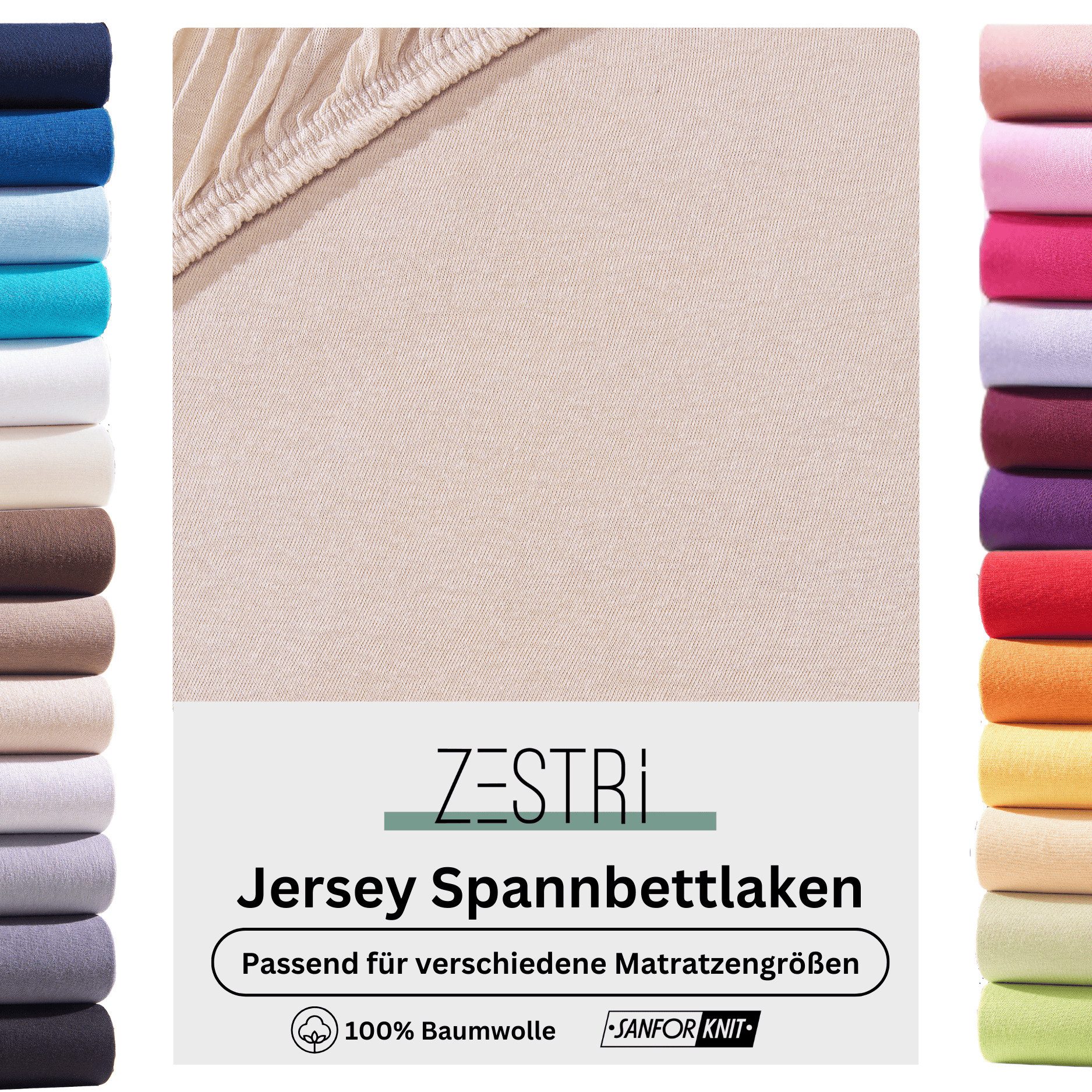 Zestri Spannbettlaken Jersey für normale Matratzen, günstig online kaufen