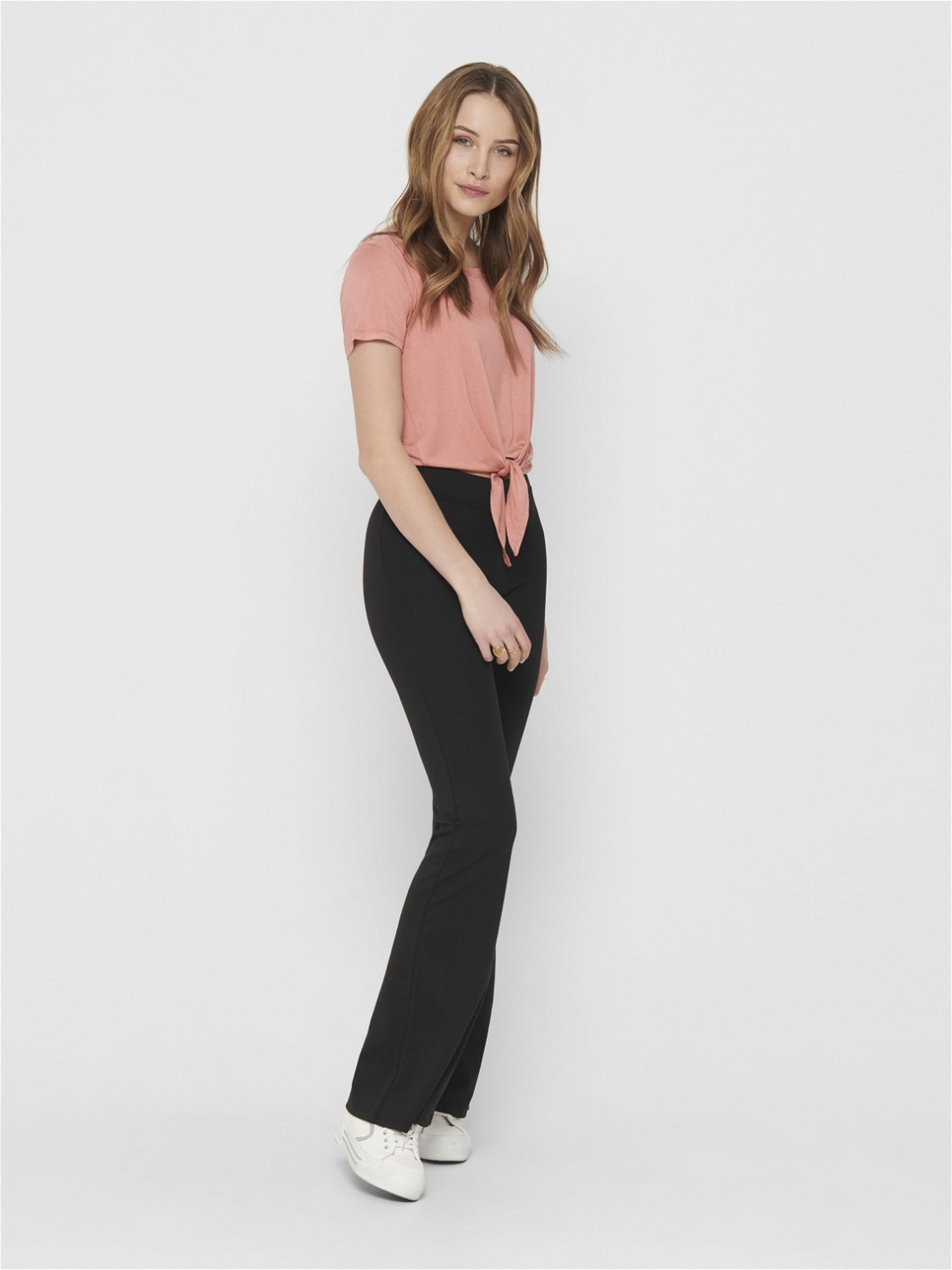 ONLY Jerseyhose ONLFEVER – Jerseyhose mit Stretch und ausgestelltem Bein skinny fit, casual, Jersey, Polyester, ohne Ausschnitt