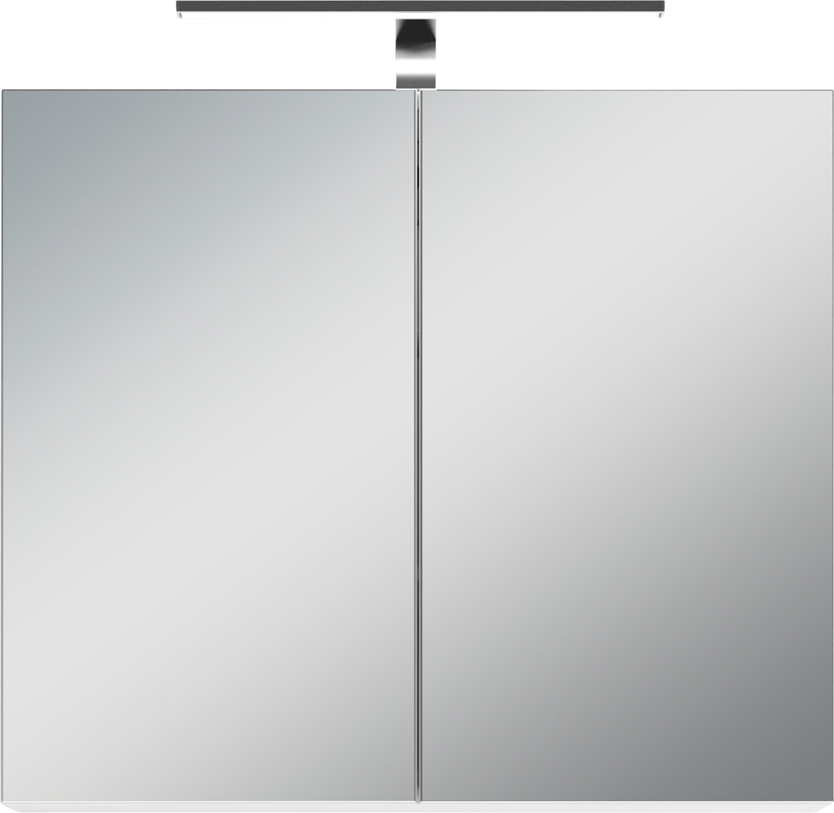 byLIVING Spiegelschrank Spree Beleuchtung 70 2-türig, mit cm, Schalter-/Steckdosenbox und LED Breite
