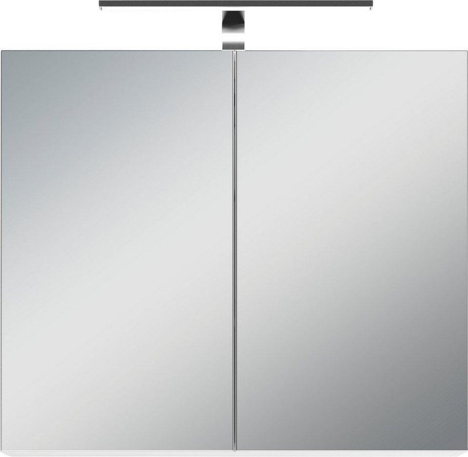 byLIVING Spiegelschrank Spree Breite 70 cm, 2-türig, mit LED Beleuchtung  und Schalter-/Steckdosenbox