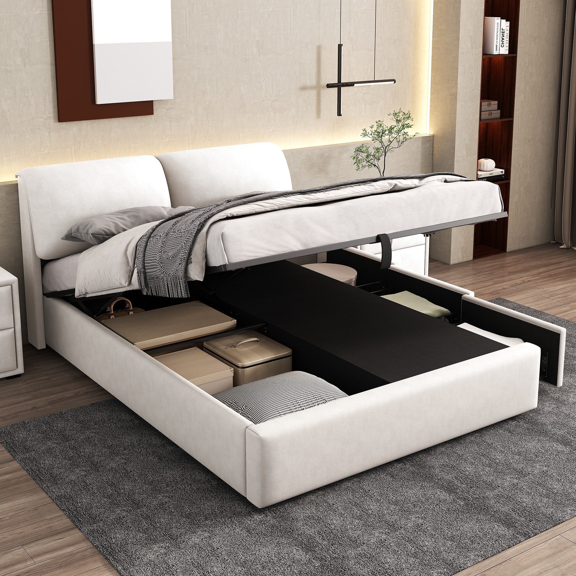 REDOM Polsterbett Hydraulisches Bett (180*200cm, ohne Matratze), mit 3 Schu günstig online kaufen