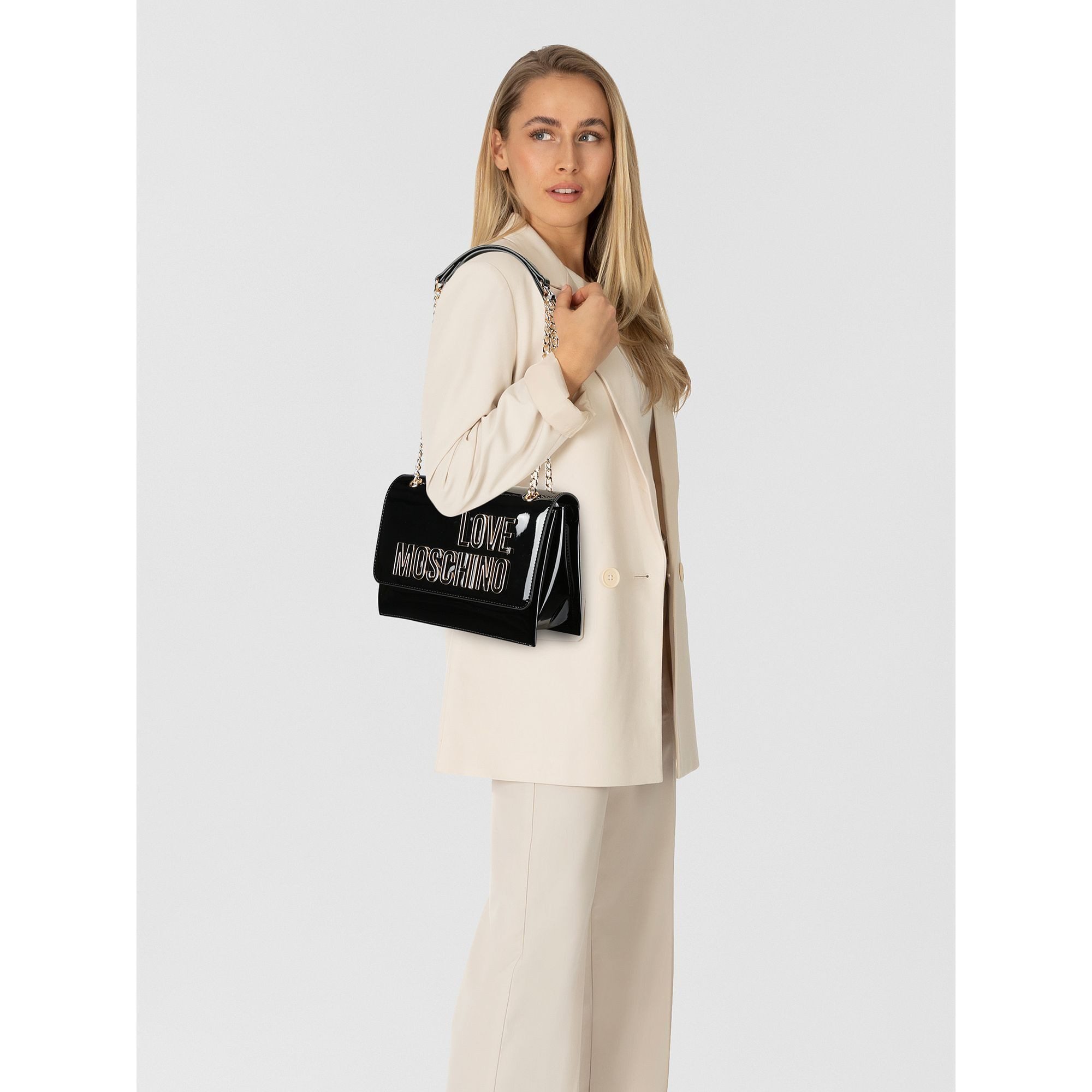 LOVE MOSCHINO Schultertasche Enameled Logo, Polyurethan