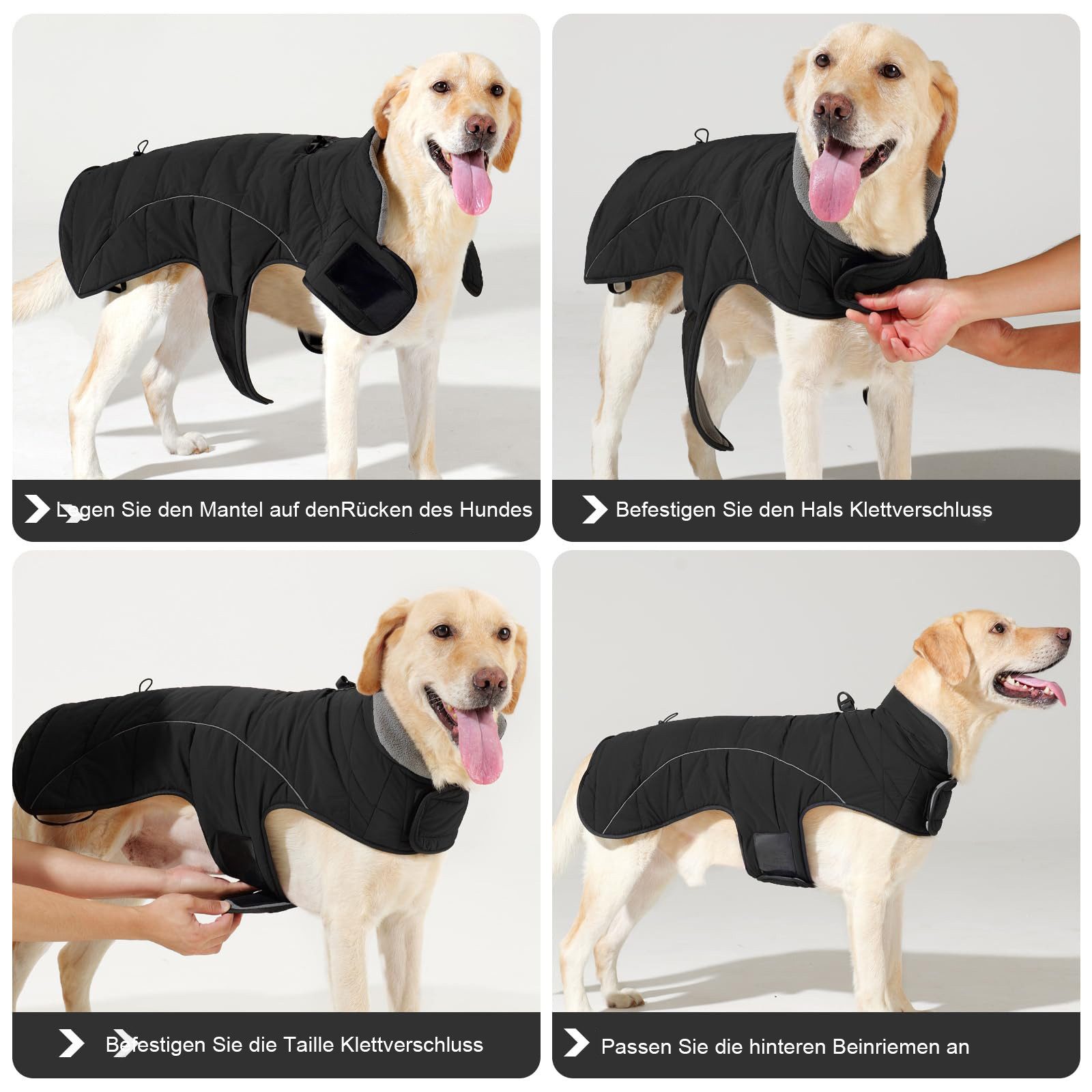 REDOM Hundemantel Hundejacke Wintermantel für Hunde, verstellbar reflektierend ideal für Outdoor-Spaziergänge im Winter
