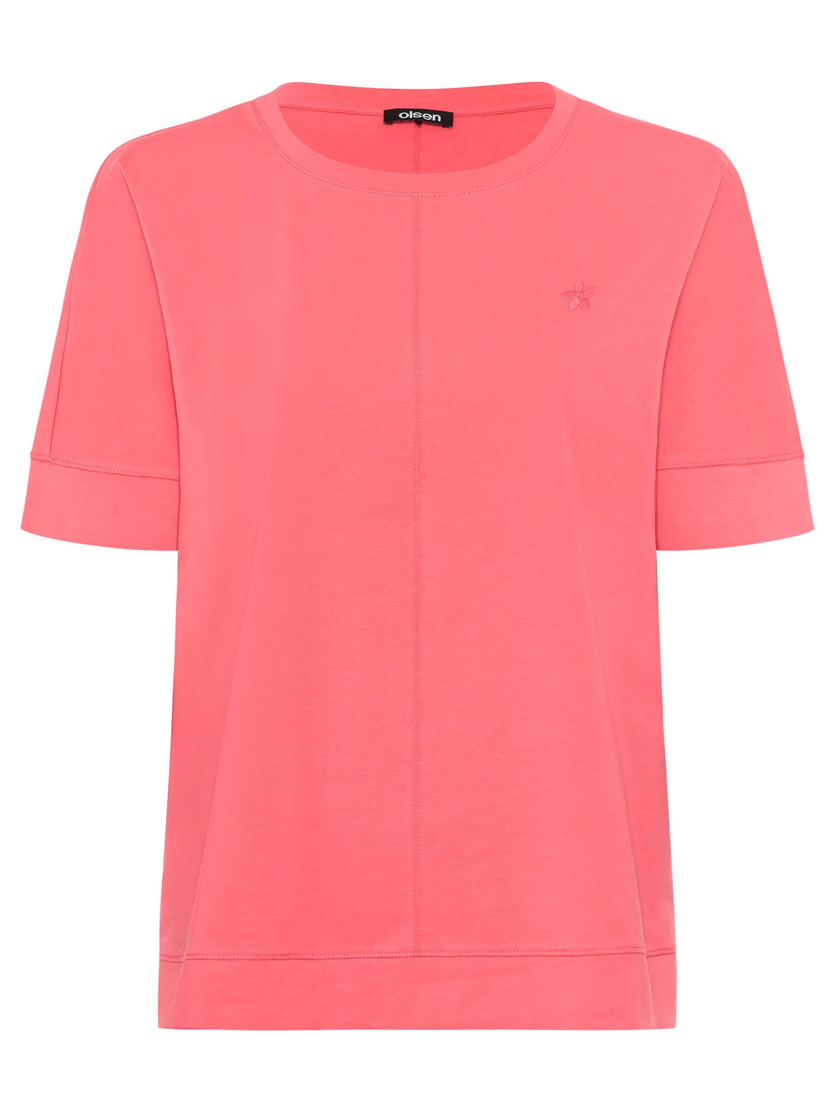 Olsen Rundhalsshirt (1-tlg) mit aufgestickter Blume günstig online kaufen