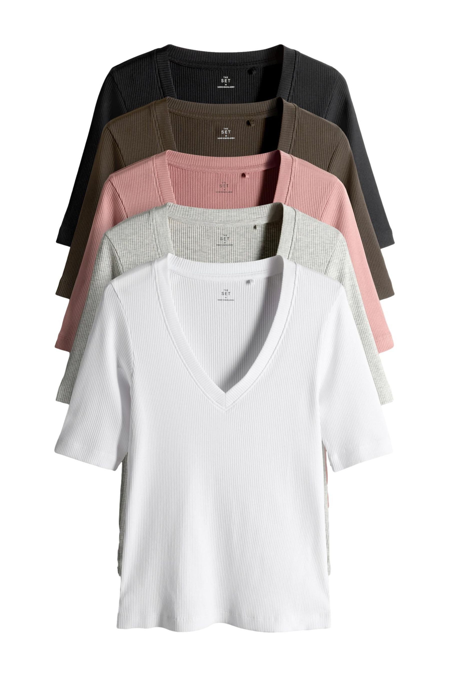The Set V-Shirt The Set T-Shirts mit V-Ausschnitt, 5er-Pack (5-tlg)