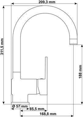 CORNAT Spültischarmatur Robuster Druckgusskörper- verchromt- Hoher & 360° schwenkbarer Auslauf Niederdruck-Armatur / Küchenarmatur / Wasserhahn