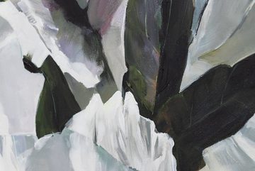 YS-Art Gemälde Schnee Lotus, Blumen, Leinwand Bild Handgemalt Blüten Blumen