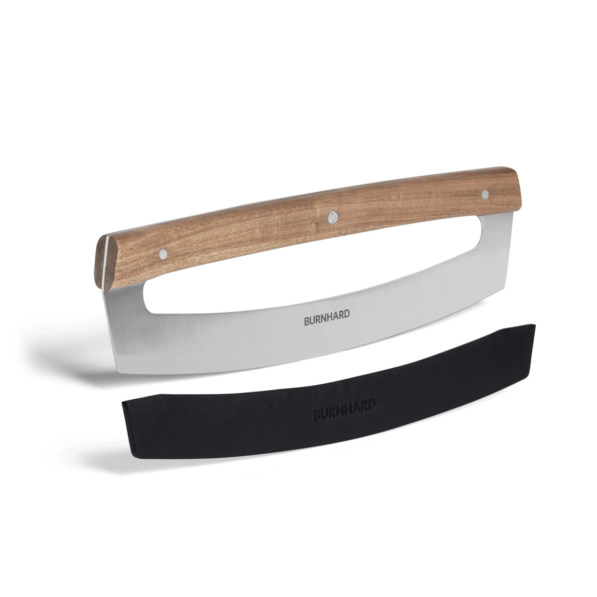 BURNHARD® Pizzaschneider, Pizza Wiegemesser, Klingenstahl & Akazienholz inkl. Klingenschutz