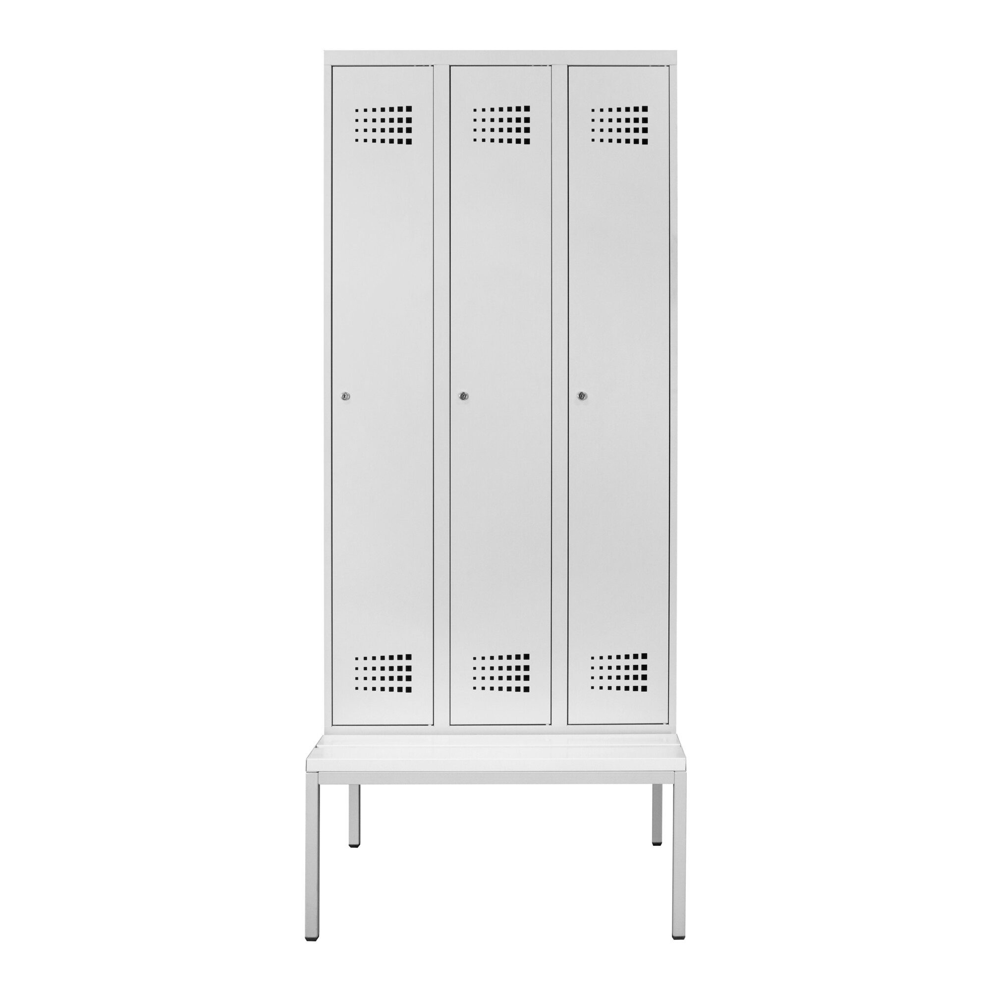 Stier Garderobenschrank STIER Garderobenspind Premium mit Sitzbankuntergestell 3 Abteile Zylin