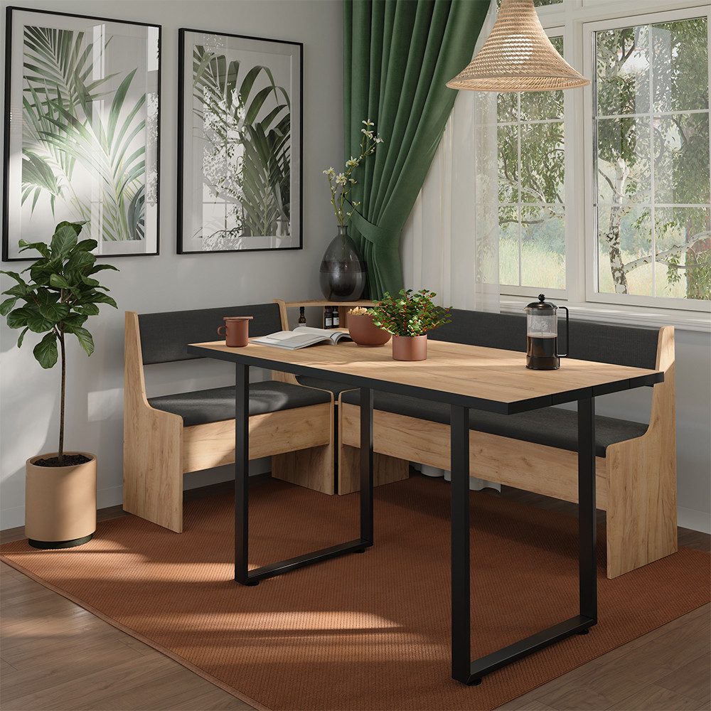 Vicco Sitzgruppe Roman, Goldkraft Eiche, 120.1 x 180.1 cm, (3-tlg)