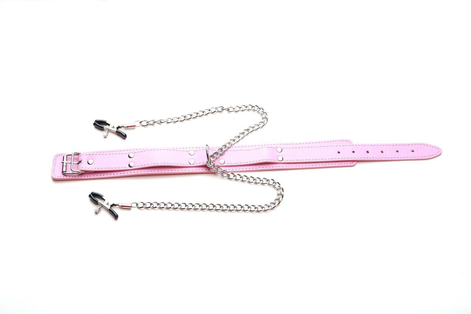 1-tlg. Packung, Halsband Nippleklemmen Rosa, Ketten mit Erotik-Halsband PVC