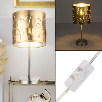 etc-shop LED Tischleuchte, Leuchtmittel inklusive, Warmweiß, Tisch Leuchte Wohn Schlaf Zimmer Dekor Lese Nacht Licht Lampe gold im