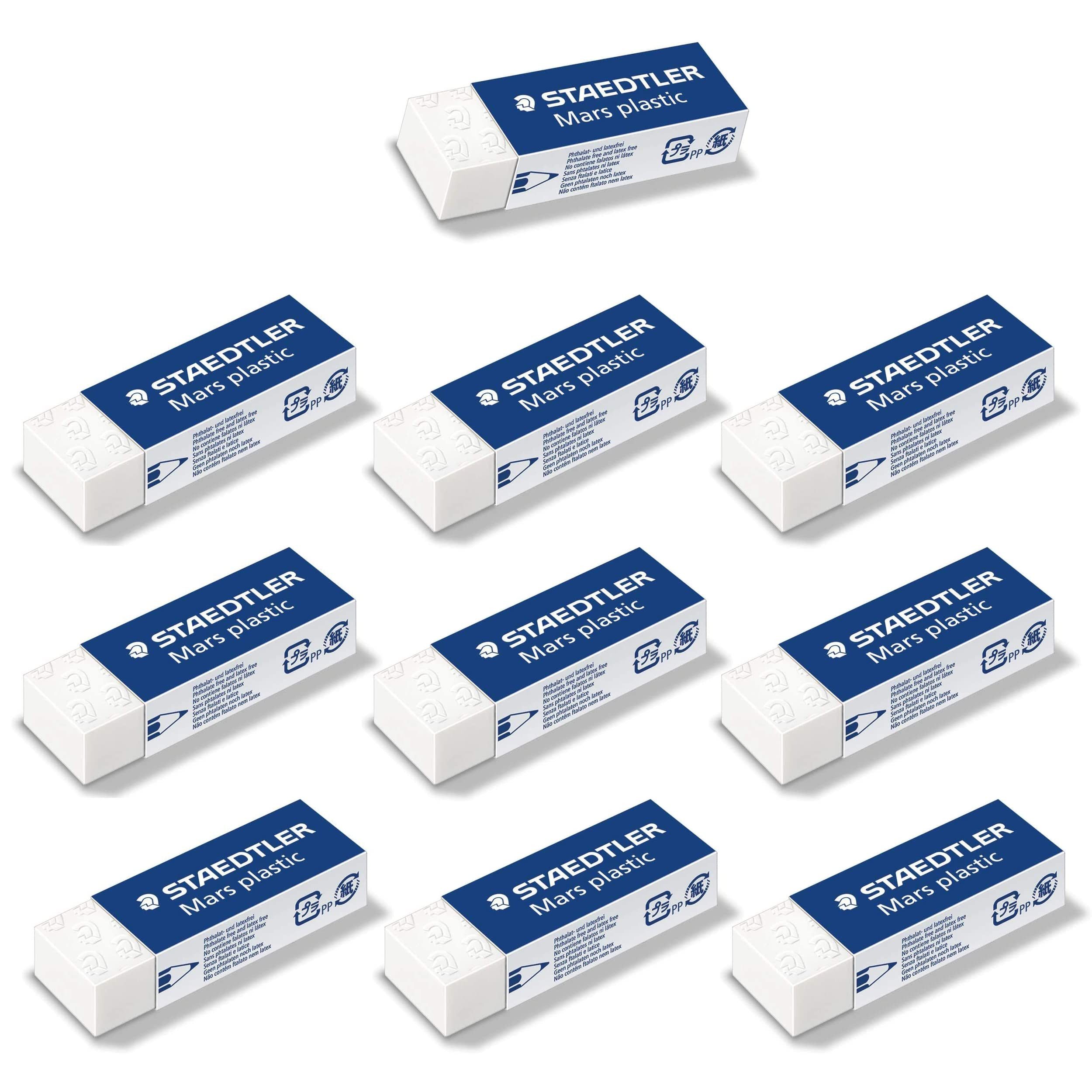 STAEDTLER Radiergummi Staedtler Radierer Mars plastic, 10 Stück, phthalat- und latexfrei, Weiß, geeignet für präzises Radieren
