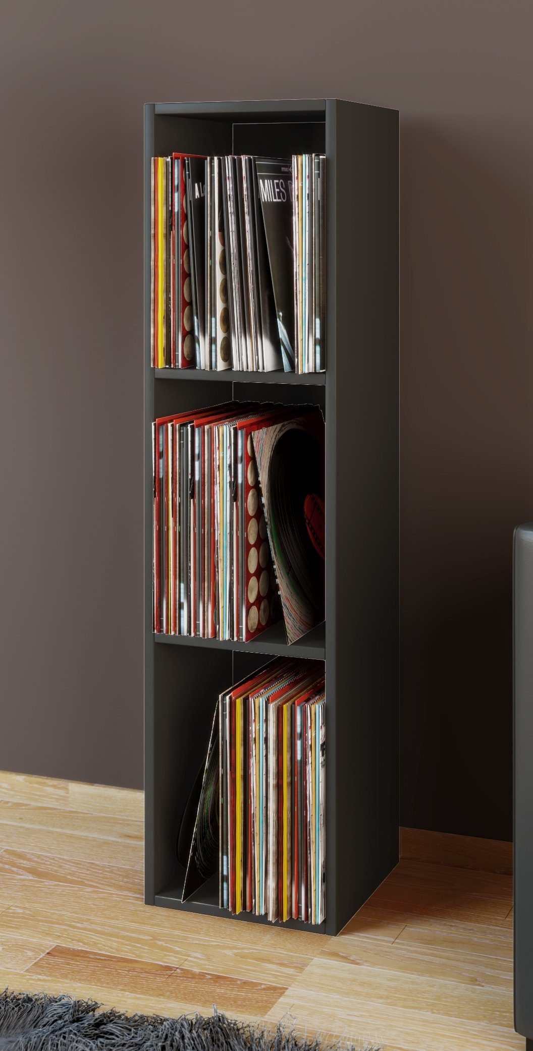 VCM Standregal CD DVD Regal Platto H. 107 x B. 34 x T. 30 cm, Holz Schallplatten Regal, BluRay Aufbewahrung