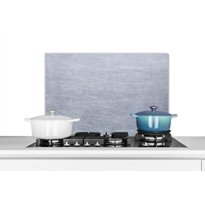 MuchoWow Küchenrückwand Metalldruck - Grau - Kratzer (1-tlg) Herdblende aus Wandschutz Temperaturbeständig küchen