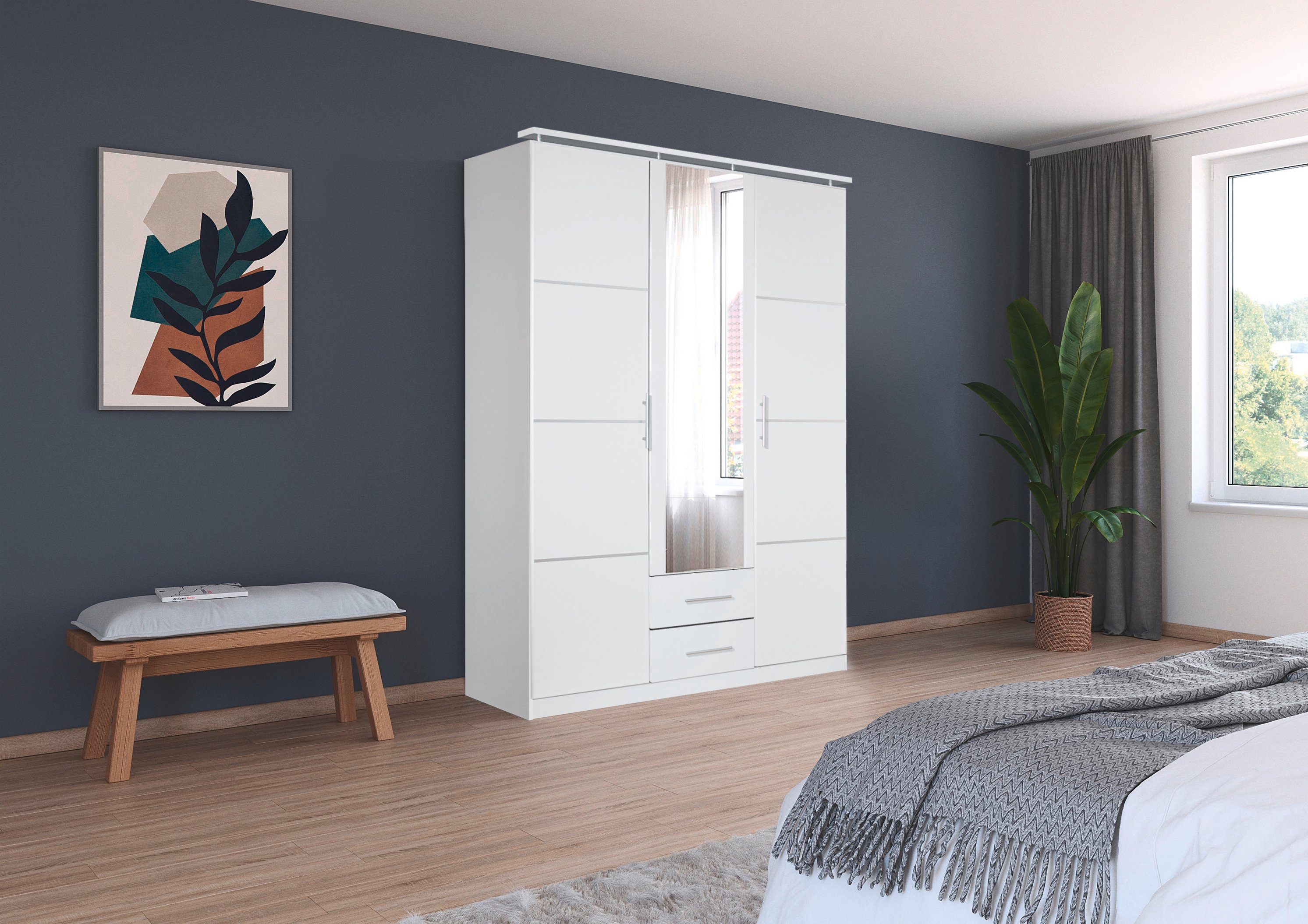 rauch Drehtürenschrank Micro mit eleganten Aufleistungen und praktischen Außenschubkästen – Bild 2 von 5