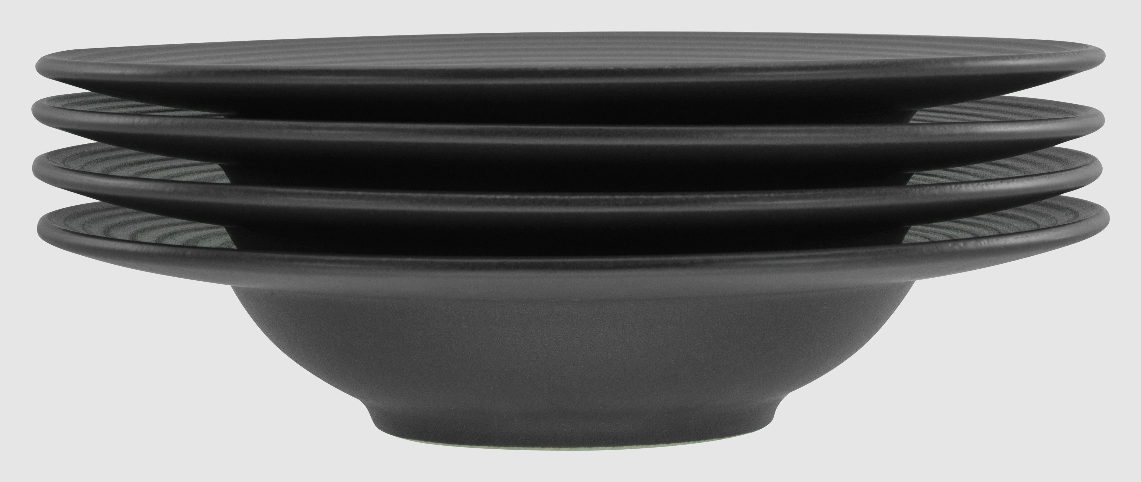 CreaTable Pastateller Lava Stone Black, Pasta Gourmetteller Set 4-tlg, (4 St), Teller Set, Seidenmatte Glasur