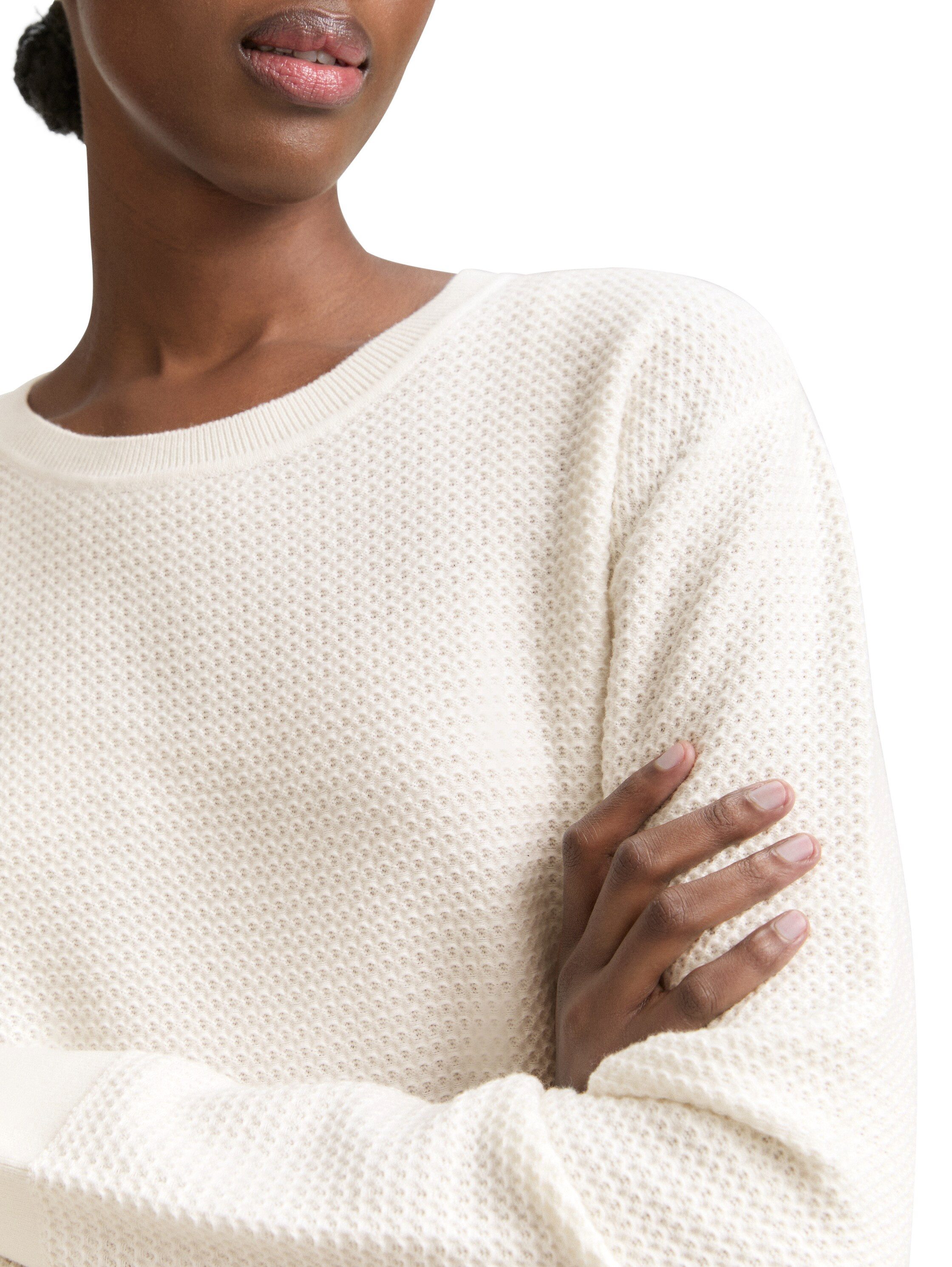 TOM TAILOR Denim V-Ausschnitt-Pullover mit Rippbündchen