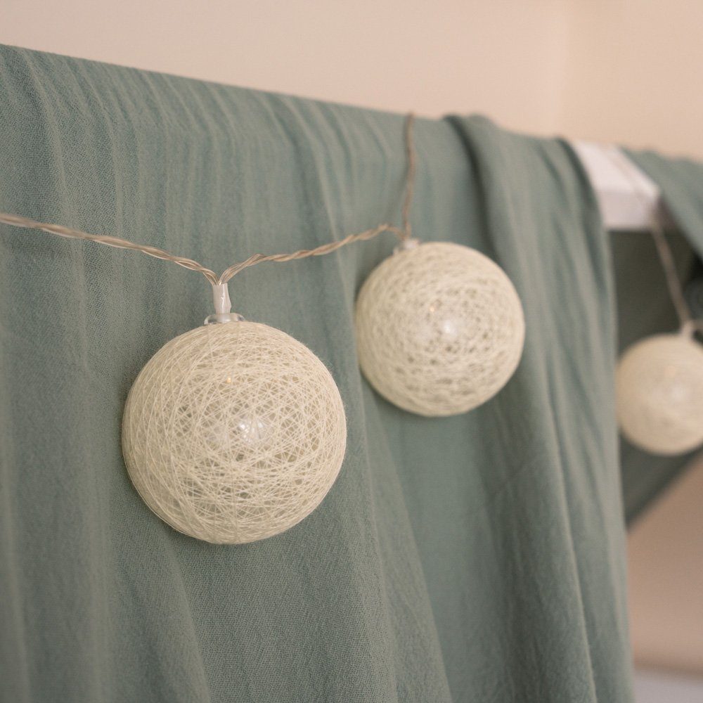 HOME DELUXE LED-Lichterkette mit Baumwolle Kugel NINO, 20-flammig, warmweiß günstig online kaufen