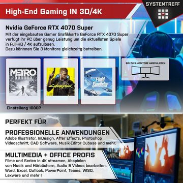 SYSTEMTREFF Gaming-PC (Intel Core i7 14700K, GeForce RTX 4070 Super, 32 GB RAM, 1000 GB SSD, Wasserkühlung, Windows 11, WLAN)