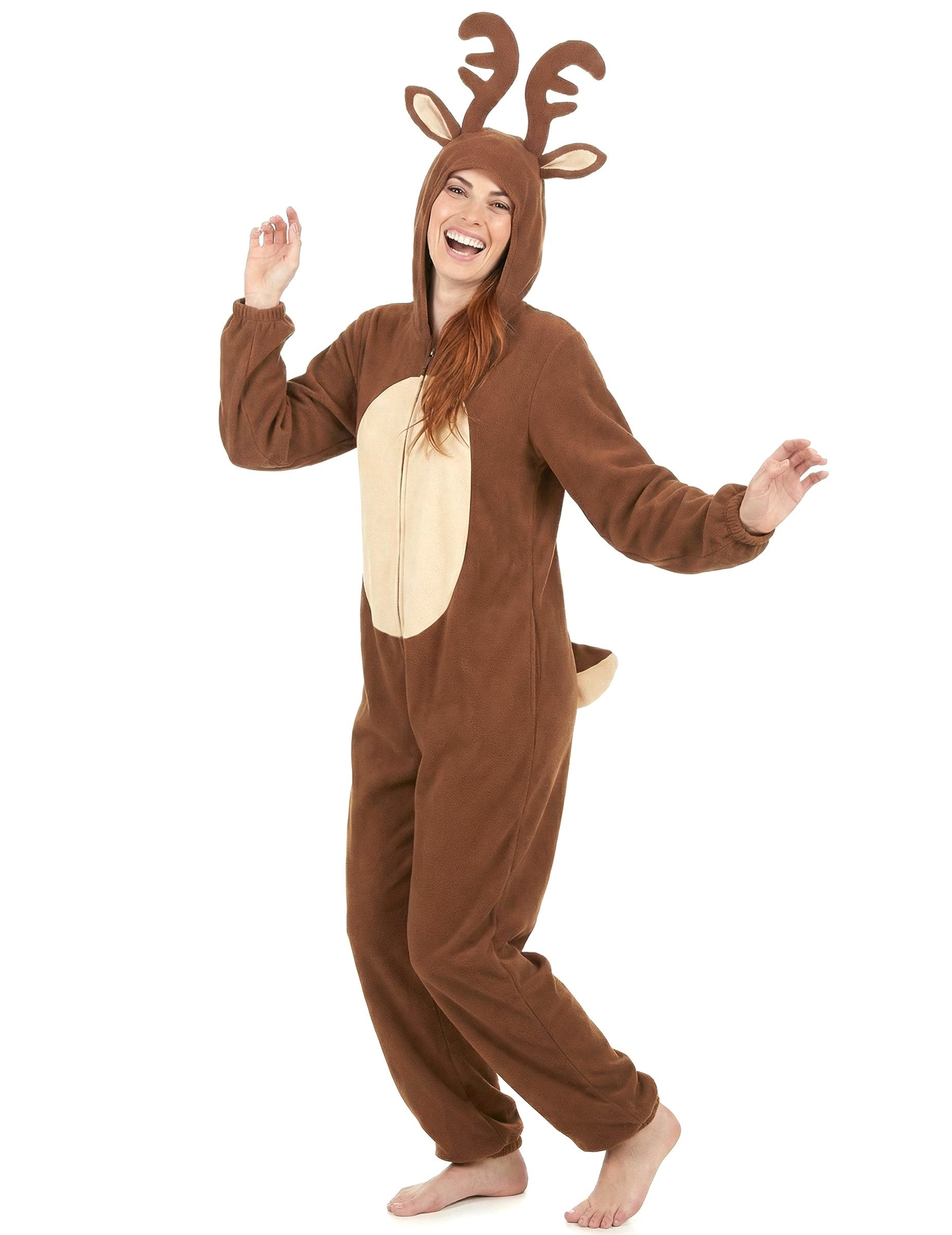 JADEO Kostüm Rentier-Damenkostüm Jumpsuit Weihnachten braun-beige
