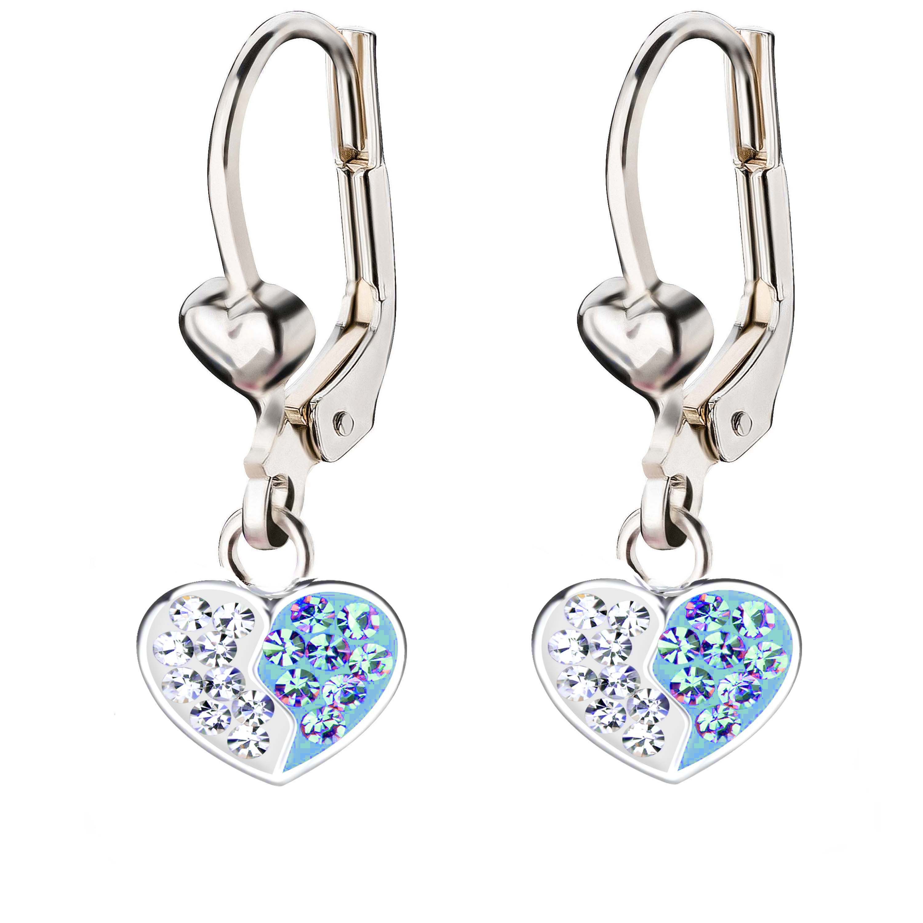 schmuck23 Paar Ohrhänger Kinder Ohrringe Herz Kristalle 925 Silber, Kinderohrringe Kinderschmuck