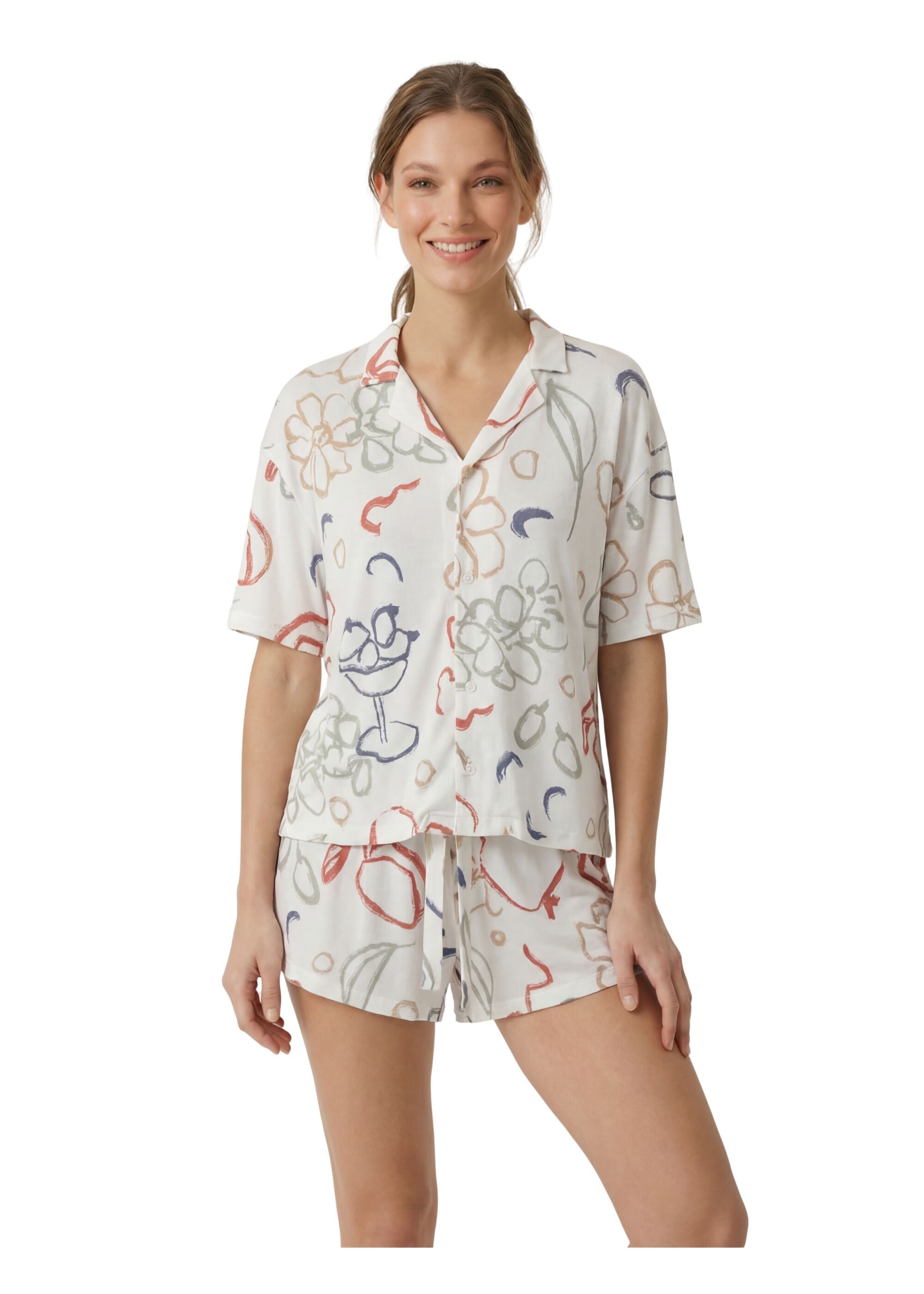 MYJAMA Print-Shirt Cilla (1-tlg) mit Kragen & Knopfleiste