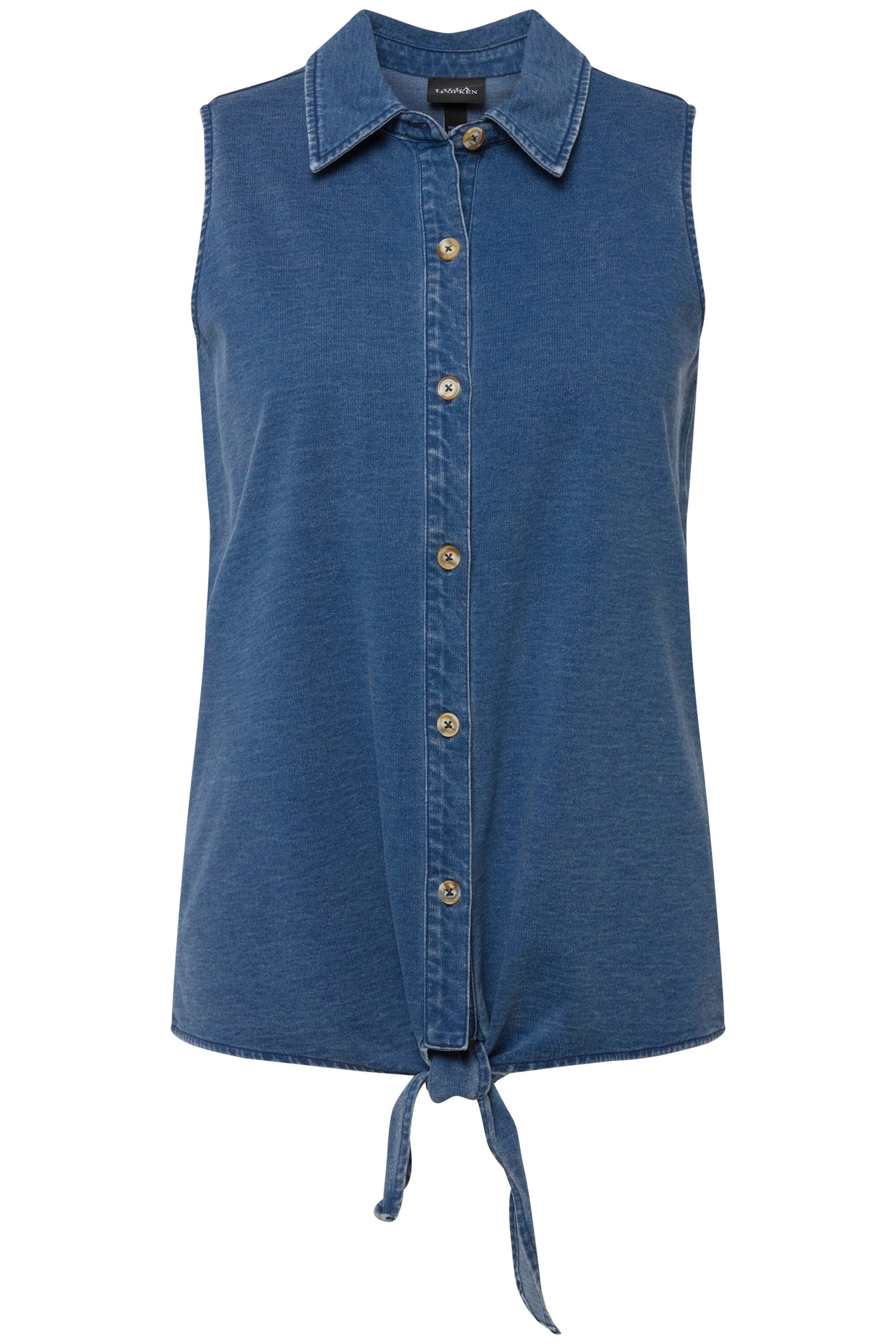 Ulla Popken Spitzenbluse Blusentop Jeansoptik Saumknoten günstig online kaufen