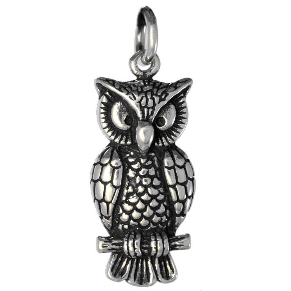 Kettenanhänger Silberanhänger Eule - Uhu 925er Silber Schmuck - Vögel - 36x14mm
