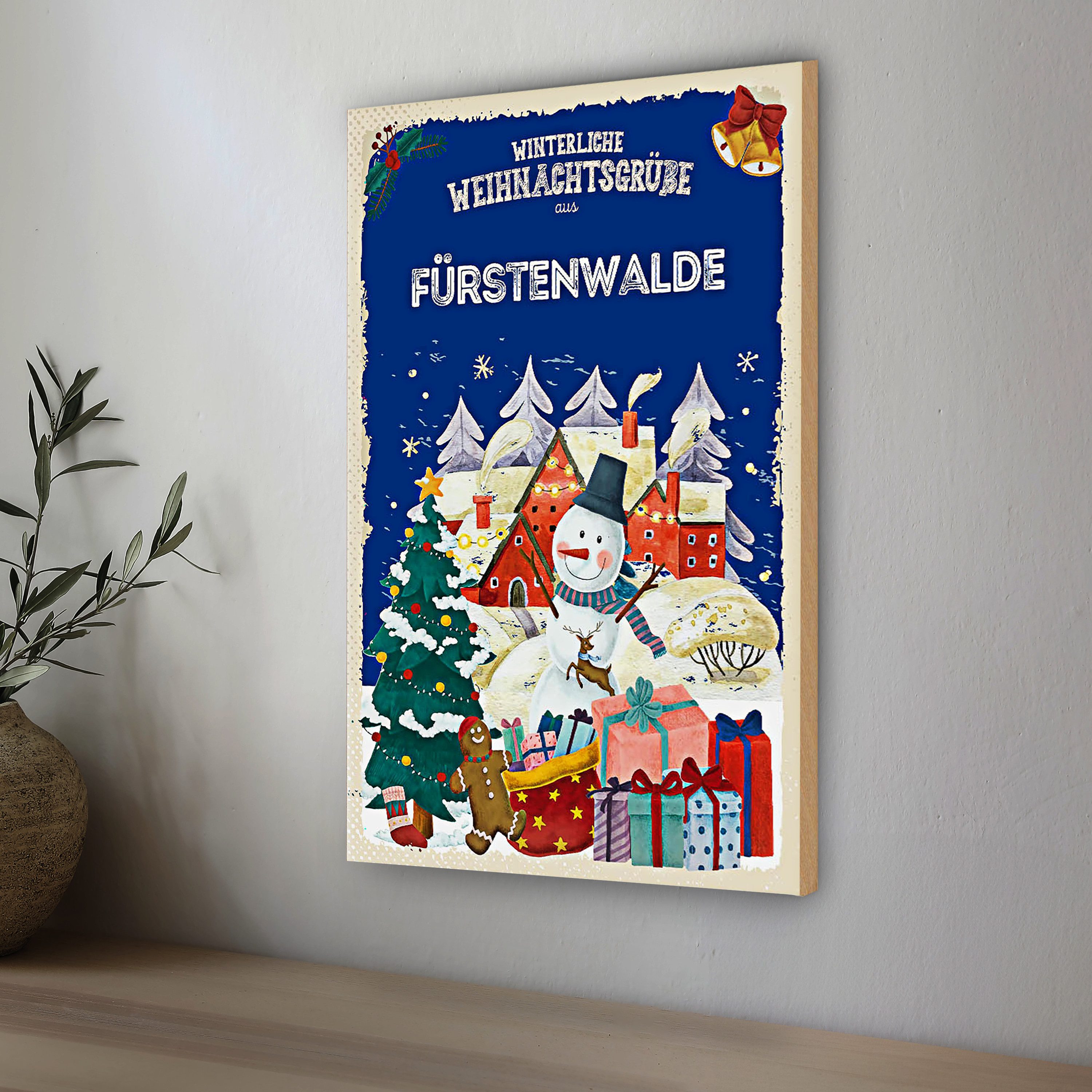 Roomando Holzbild Weihnachtsgrüße FÜRSTENWALDE 30x40cm