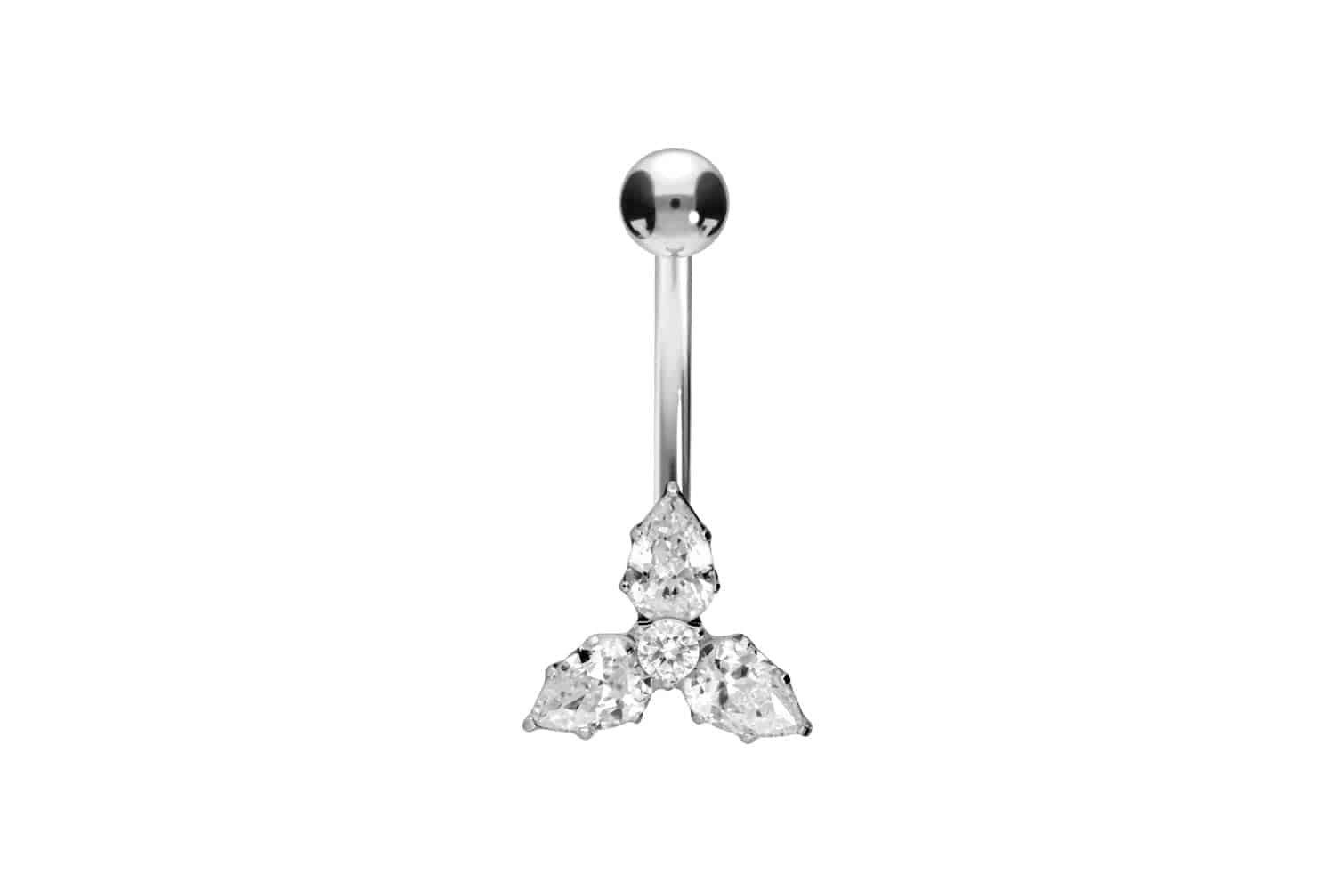Bauchnabelpiercing Titan Bananabell mit Innengewinde KRISTALLBLUME