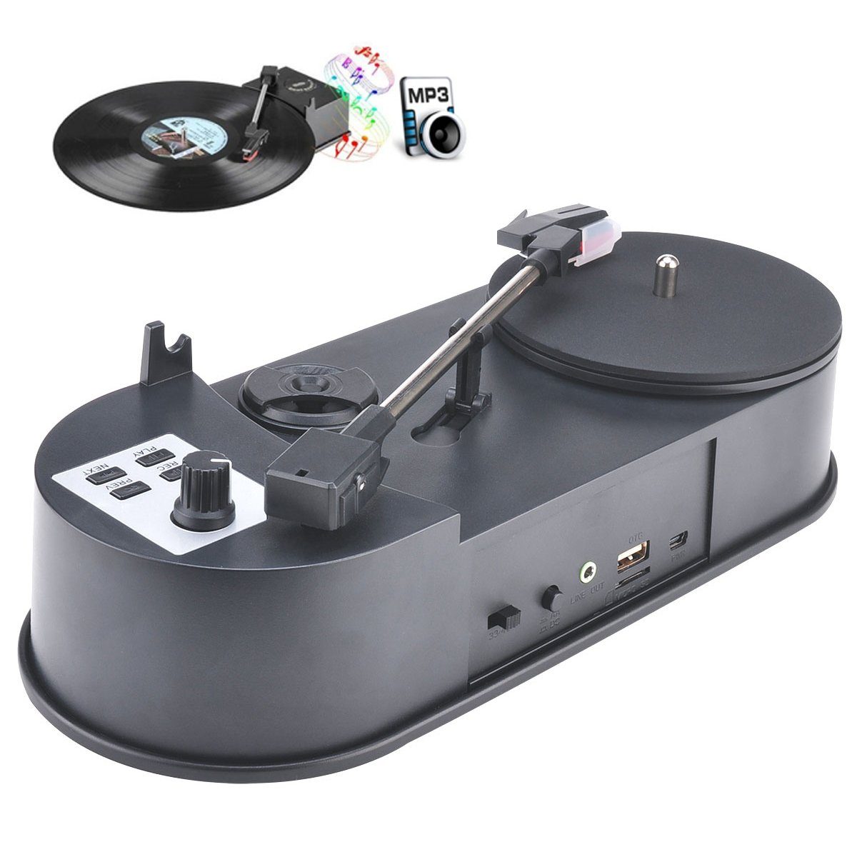 Bolwins B08D HIFI Rekordspieler Plattenspieler Turntable mp3 in USB Micro SD Medienkonverter Plattenspieler zu USB Typ A, Micro-SD, 0 cm, MP3-Direktaufnahme Digitalisierung ohne PC auf USB & Micro-SD