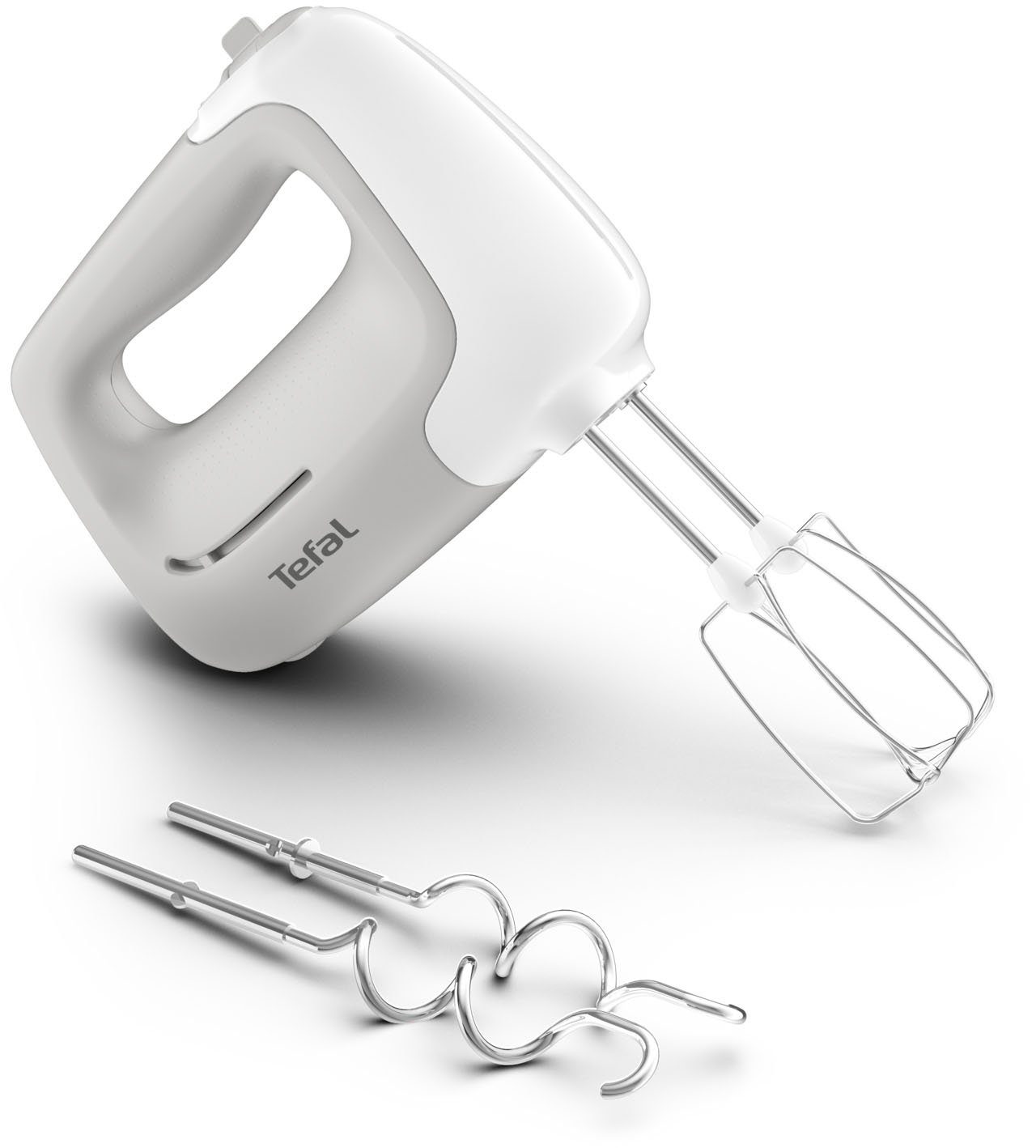 Tefal Handmixer Prep'Mix, 450 W, 5 Geschwindigkeiten, 2 Schneebesen + 2 Knethaken aus Edelstahl, HT450B