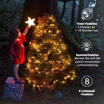 Elegear LED-Lichterkette 40M 300 LEDs Lichterkette für Weihanchtsbaum, 300-flammig, Weihnachtsdeko mit Batterie, Timer, 8 Modi