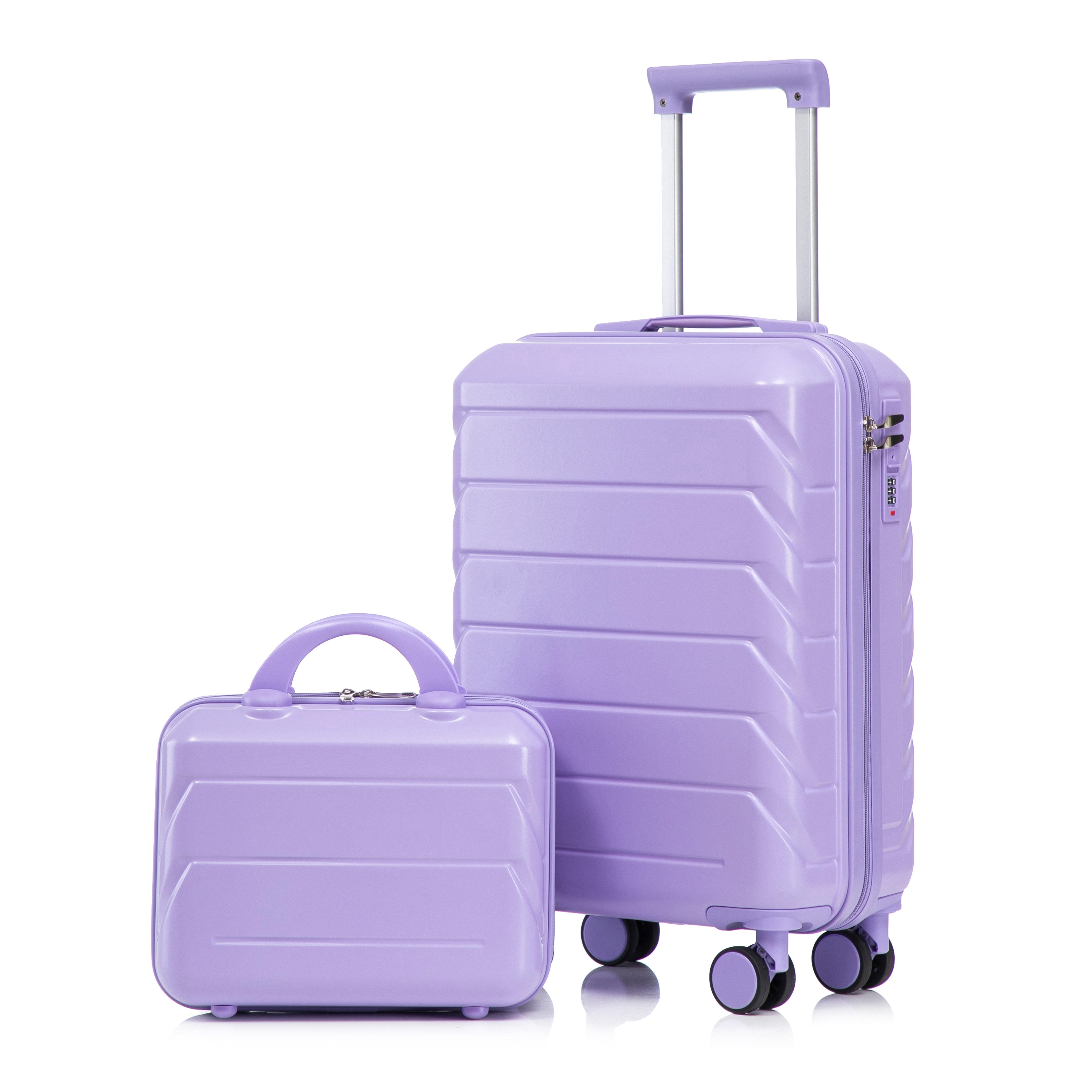 Rolipo Trolleyset ABS Hartschale Kofferset & Zahlenschloss, Kosmetiktasche, 360°Rollen, 4 Rollen, (Set, 2 tlg), 19"Spinner Handgepäck & 14"Kosmetiktasche, für Business & Reise