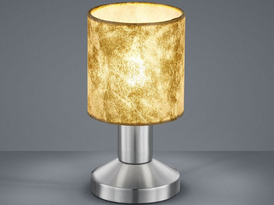 Lampenschirm Dimmfunktion, Gold-en, 18cm Nachttisch-lampe wechselbar, meineWunschleuchte Warmweiß, Touch kleine LED Höhe dimmbar, LED Tischleuchte,