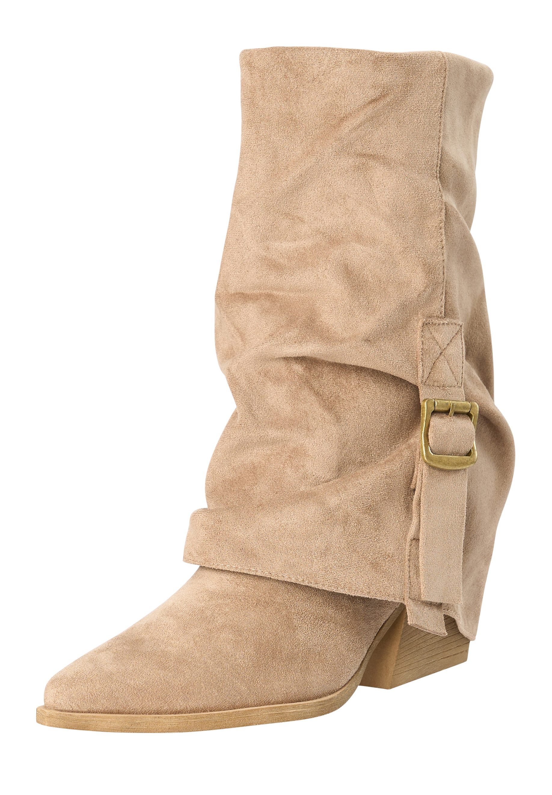 Day Vine Damen Cowboy Boots in Wildlederoptik – Westernstil mit Schnallen Stiefel
