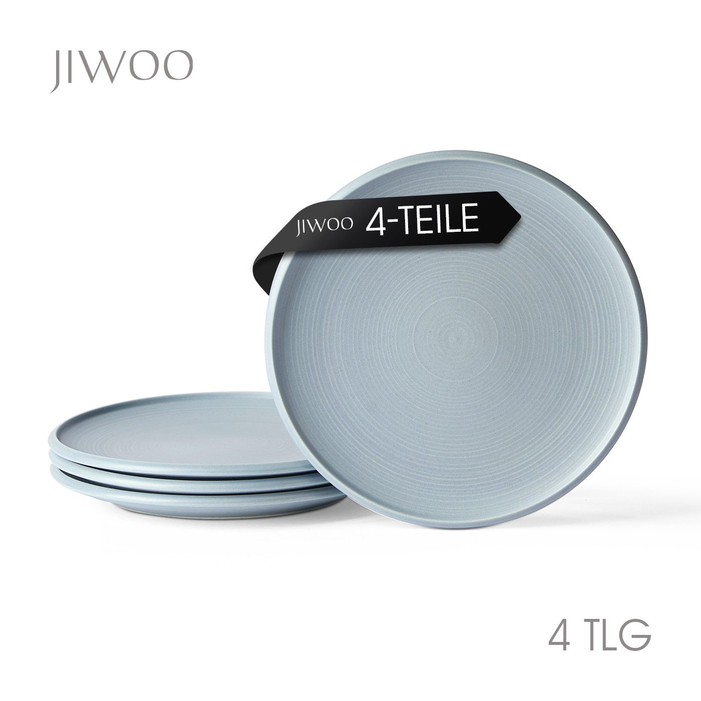 JIWOO Speiseteller 4er Ø21,8cm, Frühstücksteller Pastateller Teller Brotteller Plate, (4 St), Hochwertiges Tellerset Blau Mikrowellenofen Spülmaschine Ø 21,8cm