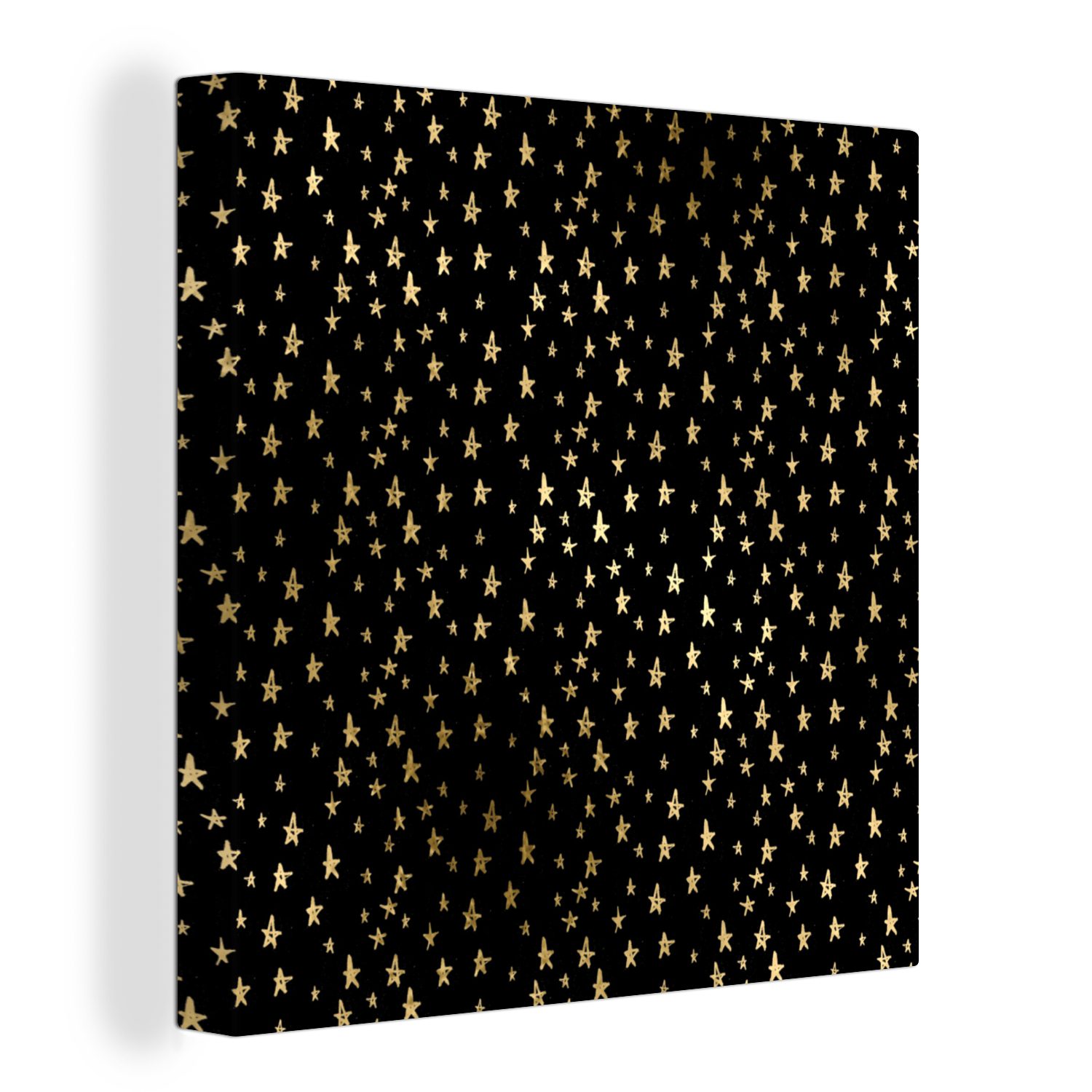 OneMillionCanvasses® Leinwandbild Muster - Sterne - Gold, (1 St), Leinwand Bilder für Wohnzimmer Schlafzimmer