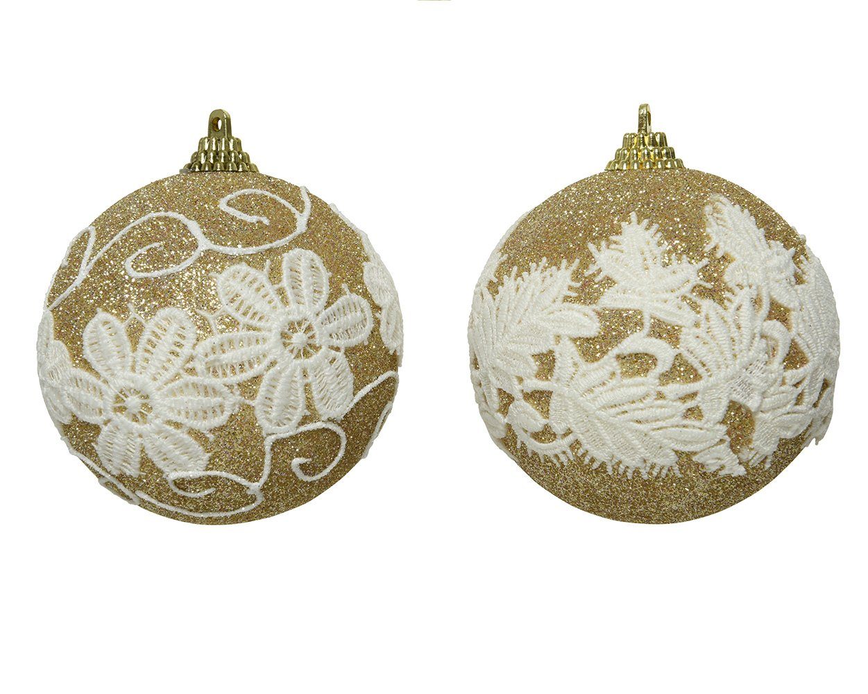 gold, Weihnachtskugeln mit 8cm decorations season Kunststoff / Set Christbaumschmuck, champagner Spitze 12er Decoris