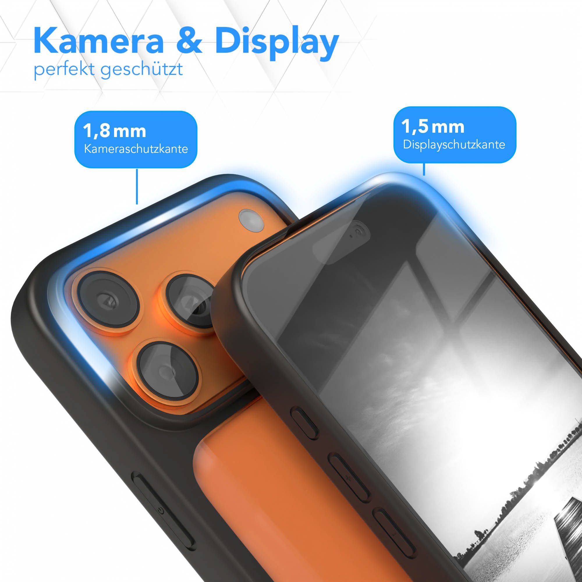 EAZY CASE Handyhülle Bumper Case für Apple iPhone 17 Pro Max 6,9 Zoll, Hülle Durchsichtig kratzfest Back Cover mit Displayschutz Schwarz – Bild 3 von 5