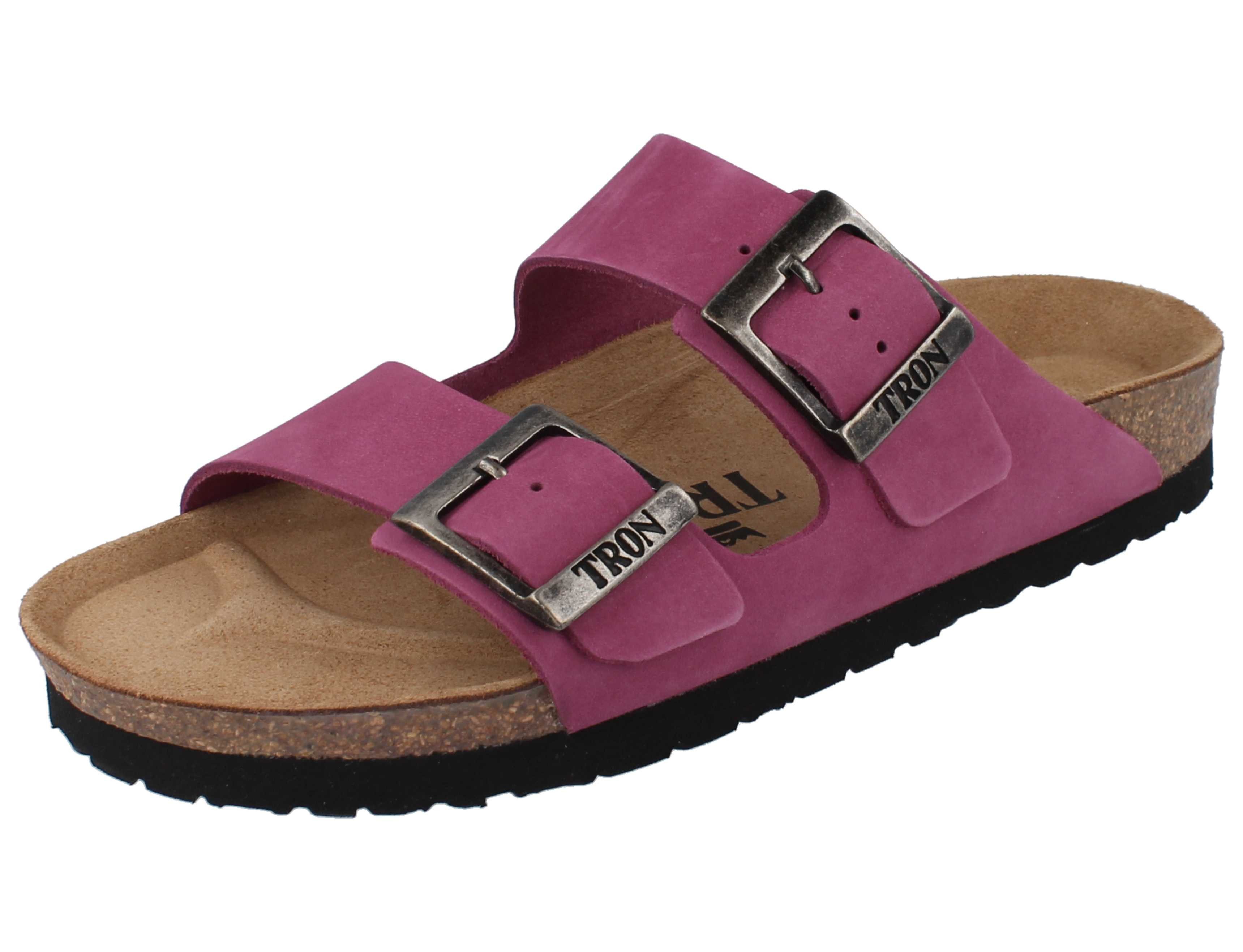 Tron TRON Pampelonne slim Damen Tieffußbett Pantolette pink Nubukleder - Pantolette Atmungsaktiv