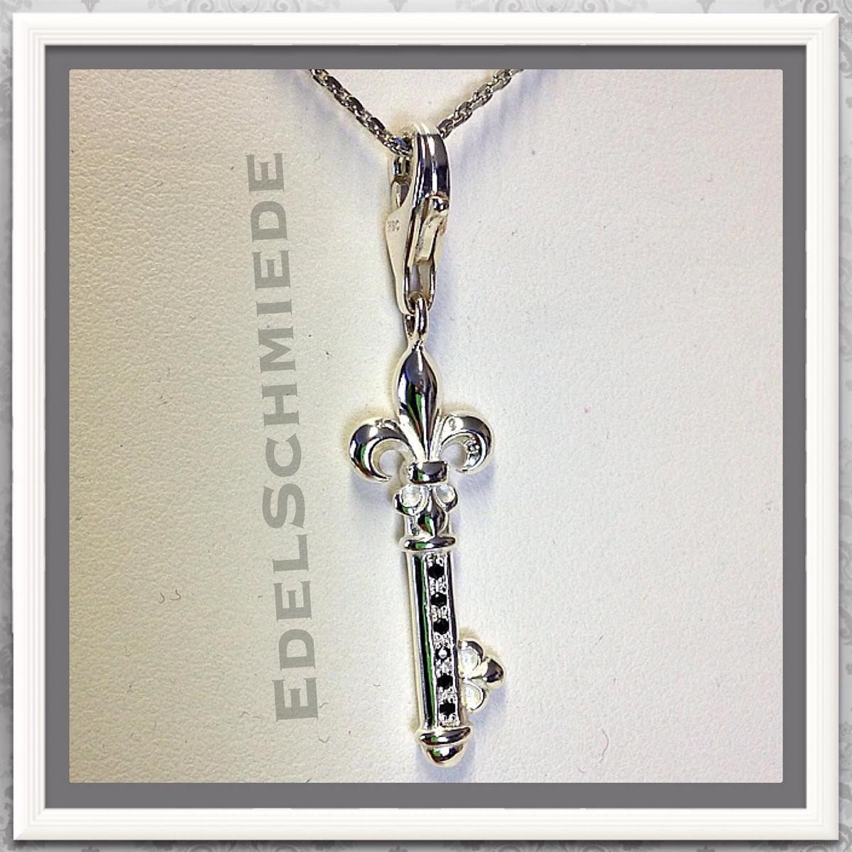 Charm-Einhänger Edelschmiede925 Charms Anhänger 925 Silber Schlüssel Fleur de lis