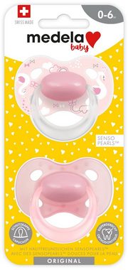 MEDELA Schnuller Set 2xOriginal Rosé Day Night Signature Schnullerkette rosé 0-6