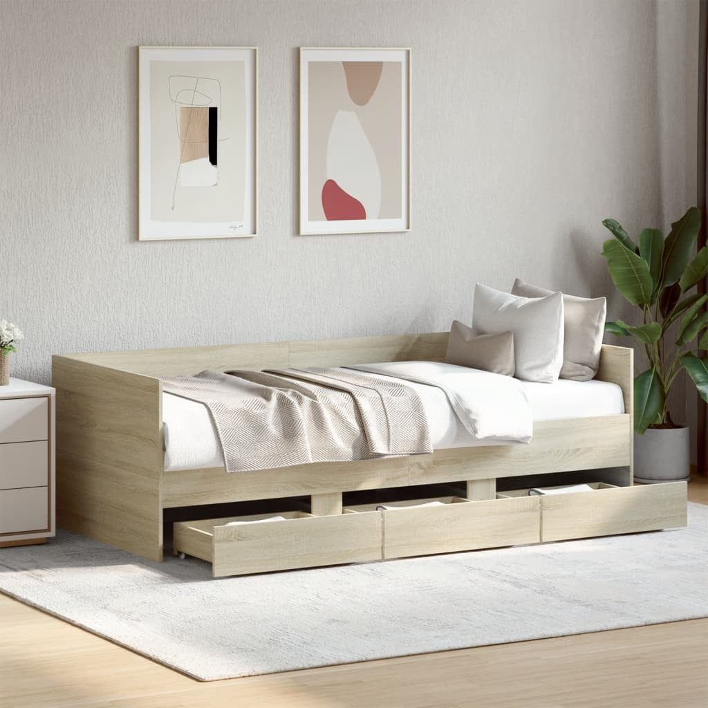 furnicato Bett Praktisches Tagesbett mit Schubladen 193x93x65 cm Sonoma-Eiche (1-tlg)