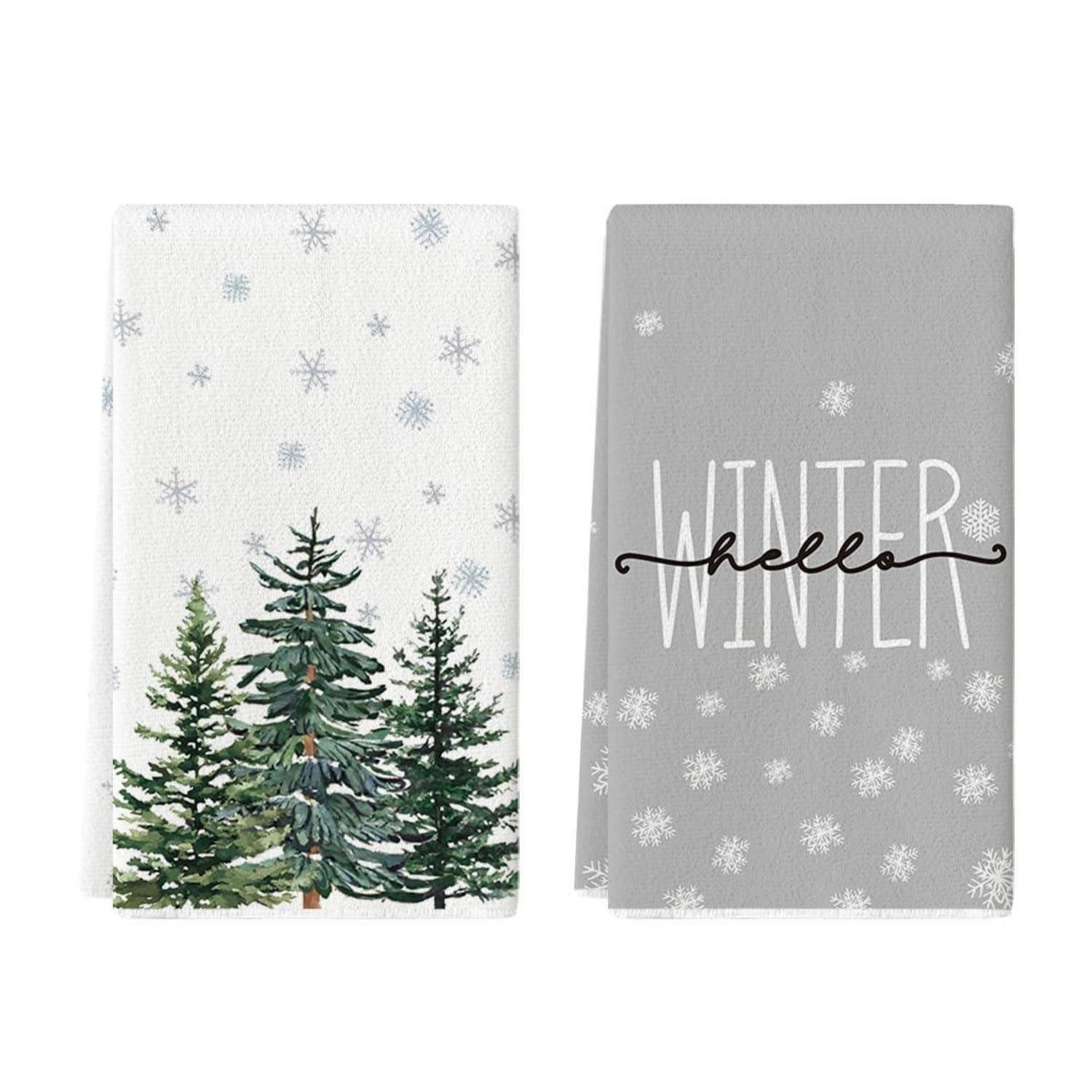 LuxusKollektion Geschirrtuch Küchentücher Geschirrtücher 2er Set 42x65cm Kiefern Schneeflocken